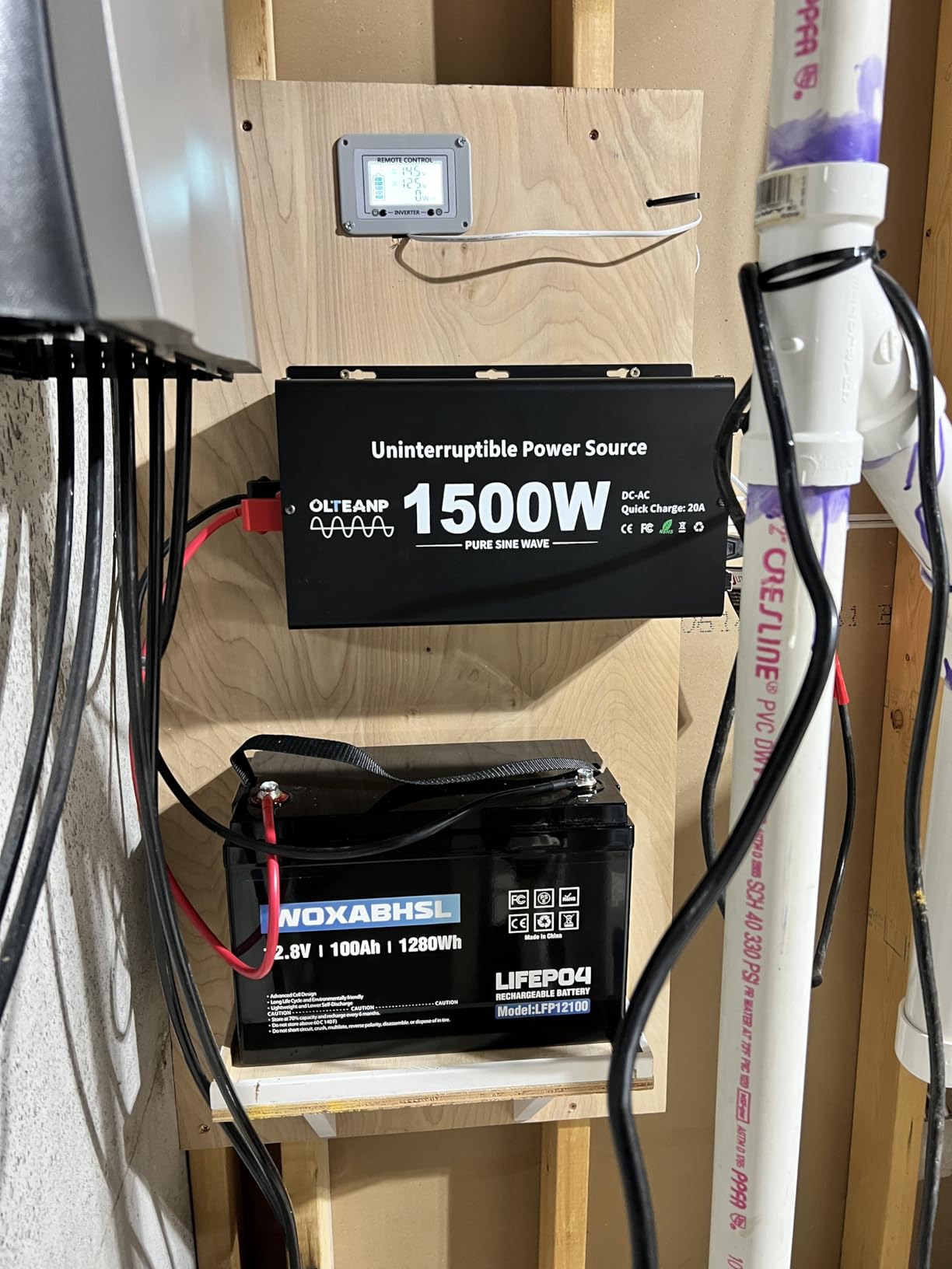 2500W Sump Pump Battery Backup System, Pure Sine Wave Inverter Charger with 25A Fast Charging, Auto Transfer Switch for Basement Flood Protection During Outages, LCD Remote, 12V Deep Cycle Compatible customer photo 1