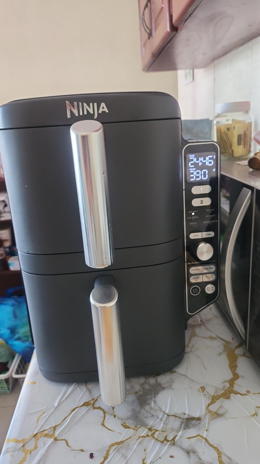 Ninja Air Fryer, 10QT DoubleStack XL 2-Basket, Compact Design, Cooks 5lb Whole Chicken, Feeds Up to 8 People, 6-in-1 Air Fryer, Roast, Bake & More, Easy to Clean, Dishwasher Safe Parts, Grey, SL401 customer photo 1