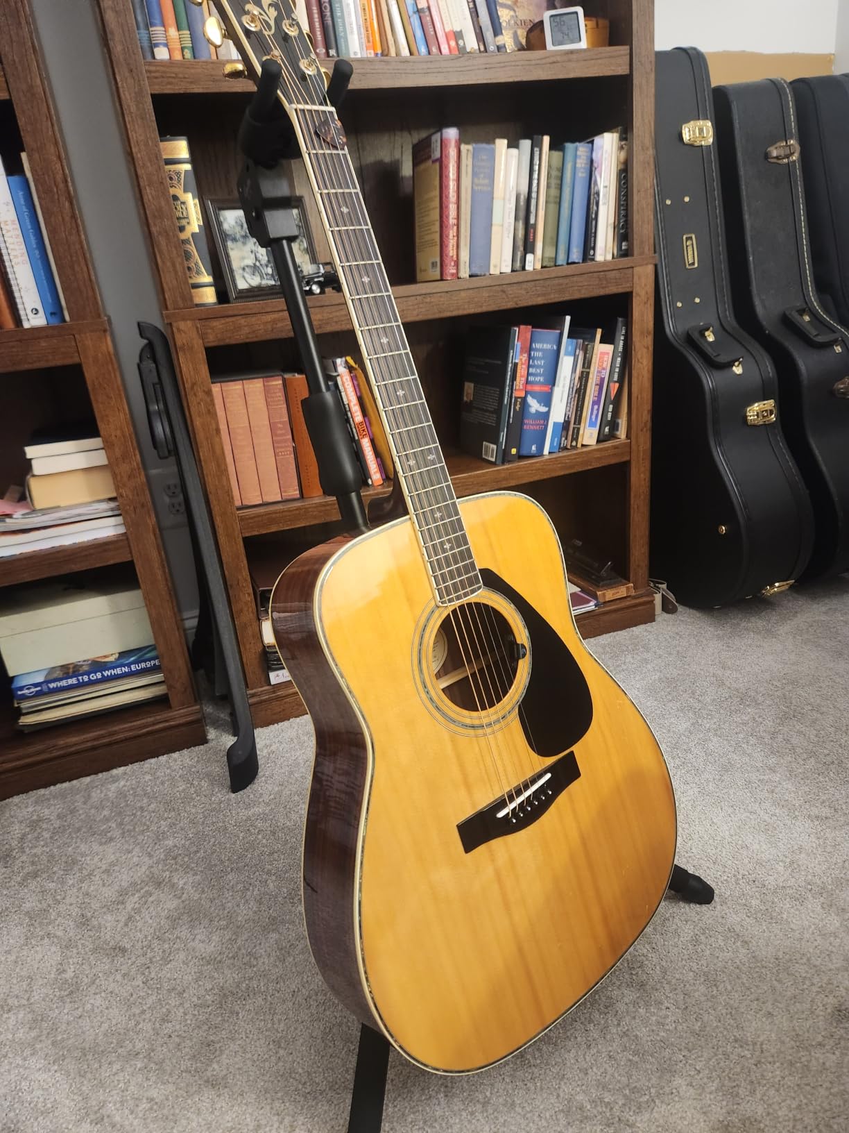GUITTO Triple Guitar Stand - Heavy Duty 3 Guitar Stand for Acoustic/Electric/Bass/Banjos, Auto-Lock Folding Design, Non-Slip Base & Anti-Rust - Portable for Stage/Travel/Studio GGS-06T customer photo 1