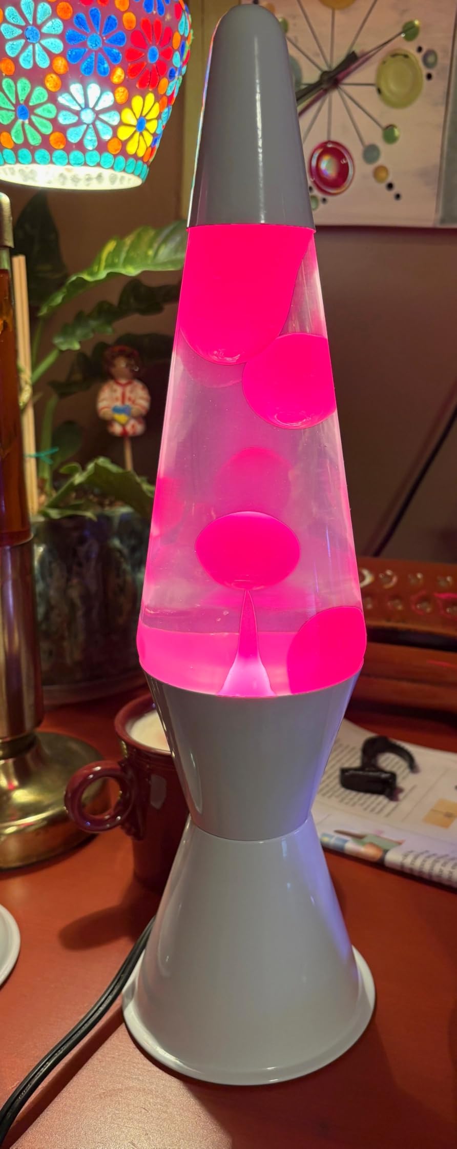 16 Inch Liquid Motion Lamp, Transparent Magma Motion Lamps with Pink Wax, Relaxing Night Light Home Decor for Contemplation, Suitable for Living Room Bedroom Office customer photo 1