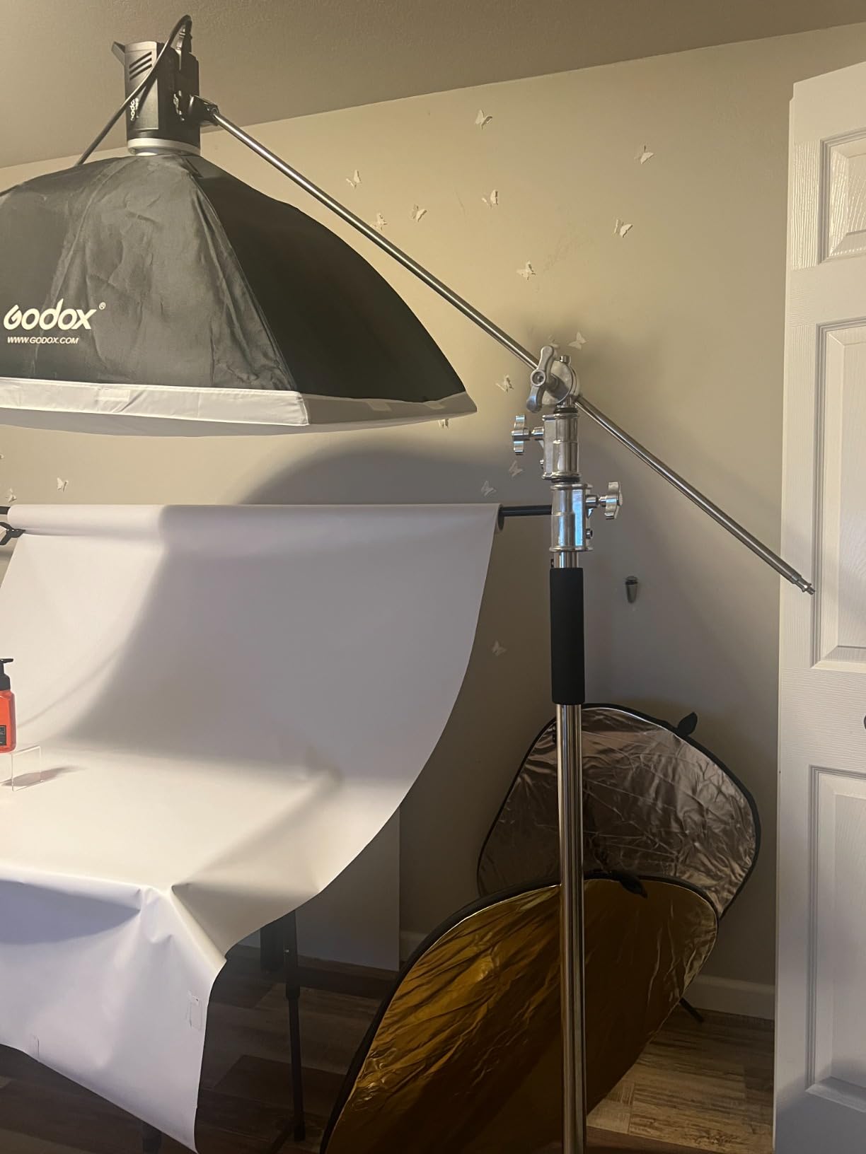 C Stand with Boom Arm Heavy Duty Photography C Light Stands Kit, Max Height 10.5ft/320cm, with 4.2ft/128cm Holding Arm, for Photography Studio, Reflector, Umbrella, Softbox customer photo 2