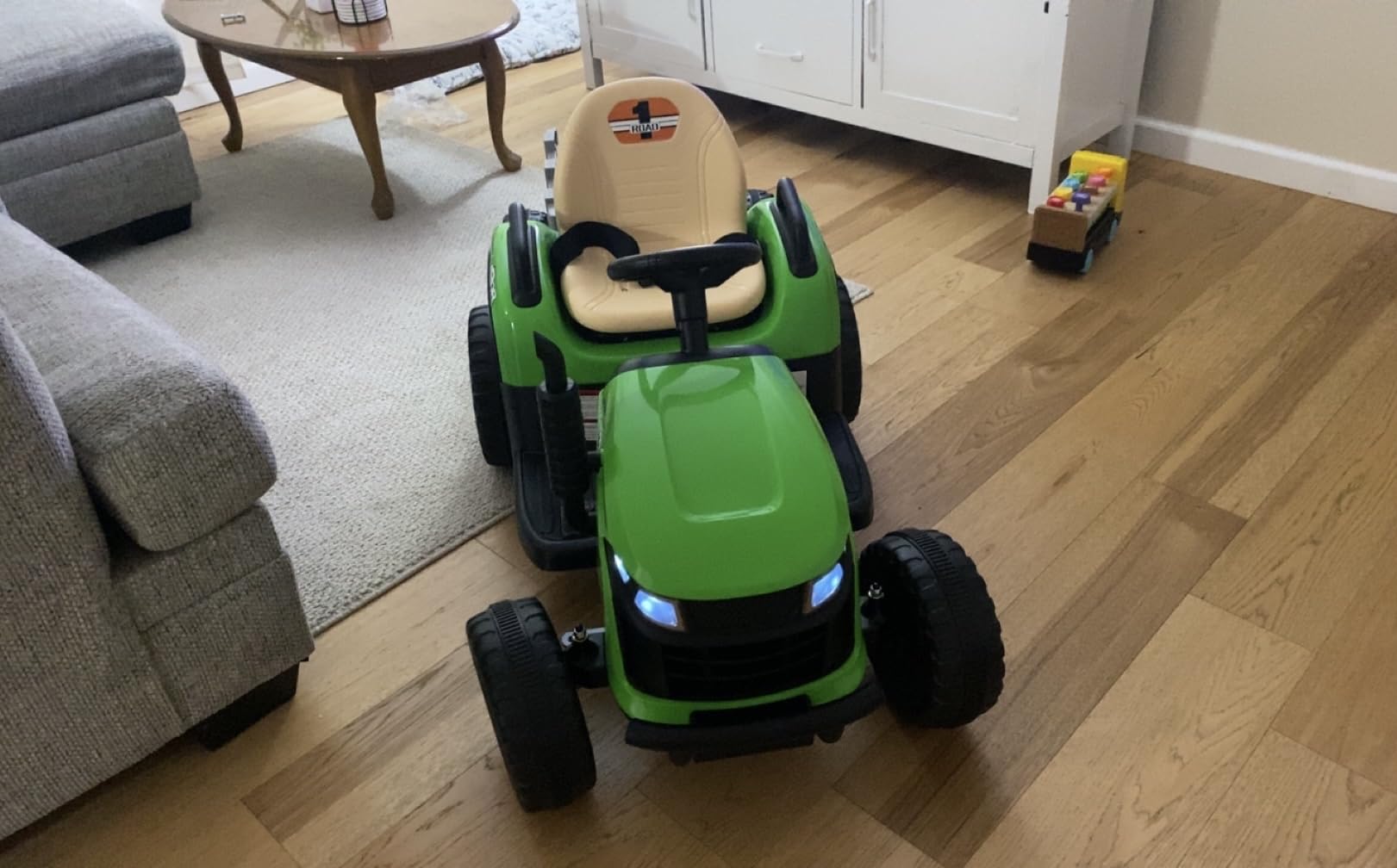 ARBELI 12V 7AH Kids Ride On Tractor w/Trailer & Remote Control, Green | Ride on toys for kids ages 2-5, dual 45w motors, shifter, 66lbs weight capacity, bluetooth music, birthday gift customer photo 2