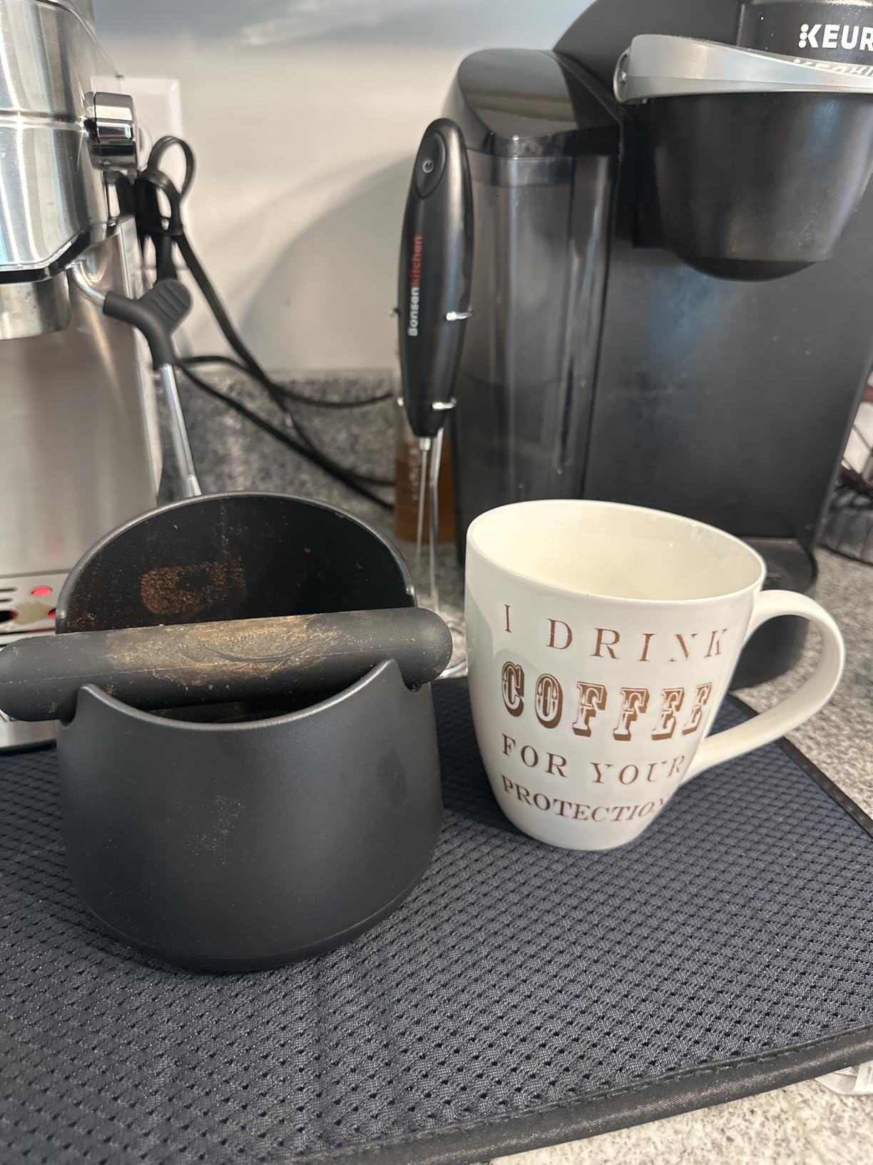 IAOSEN Knock Box Large Capacity Design Espresso Knock Box Shock-absorbent Knock Box Espresso with Removable Knock Bar and Non-Slip Base Espresso Accessories for Home/Office customer photo 1