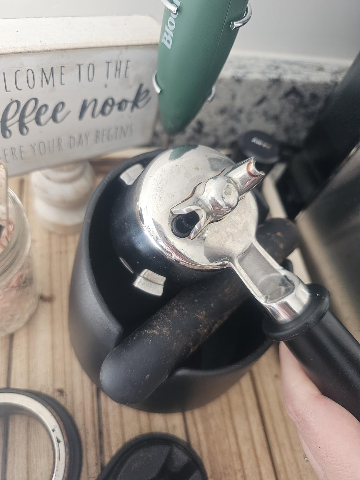 IAOSEN Knock Box Large Capacity Design Espresso Knock Box Shock-absorbent Knock Box Espresso with Removable Knock Bar and Non-Slip Base Espresso Accessories for Home/Office customer photo 2