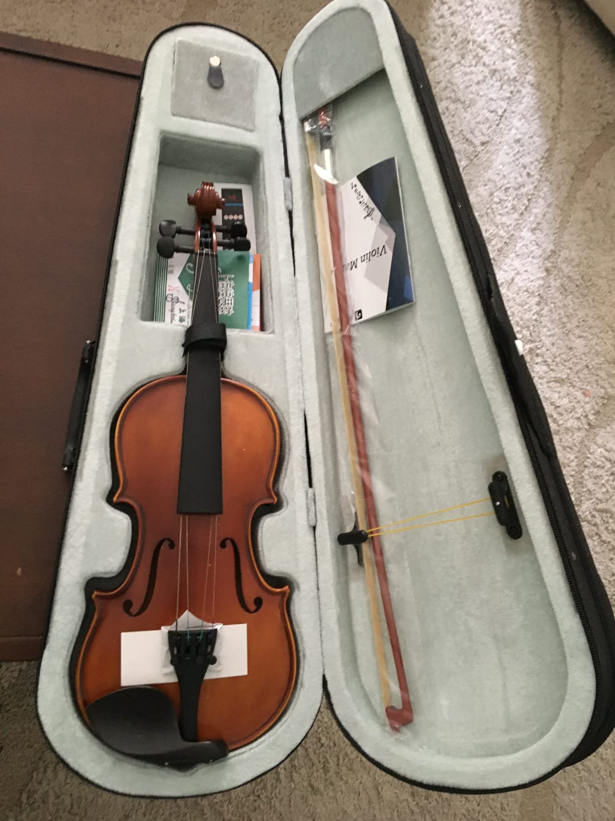 Vangoa Violin 1/2 Size for Beginners Full Set, Spruce Childrens Fiddle Half Size Bundle Medium Acoustic Violins Starter Kit Package w/Side Solidwood, Hard Case for School Students Ages 6-9 customer photo 1