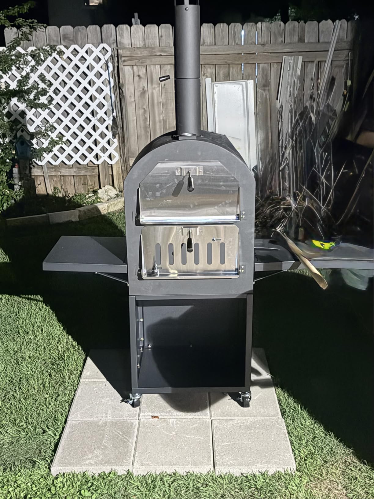 Giantex Outdoor Pizza Oven Wood Fired, Pizza Maker on Wheels | 2 Side Tables, Built-in Thermometer, Pizza Stone, Pizza Peel, Cover, Cooking Grids, for Camping Backyard BBQ Party customer photo 1