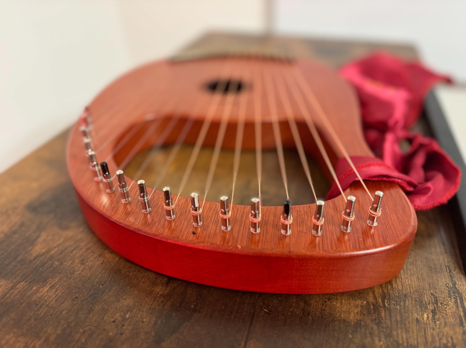 LIEKE 7 String Lyre Harp Instrument for Beginner Adults | Mahogany Body, Bone Saddle, Includes Tuning Wrench, Metal Strings, Bag, for Practice & Performance, Yoga Meditation Relaxation customer photo 1