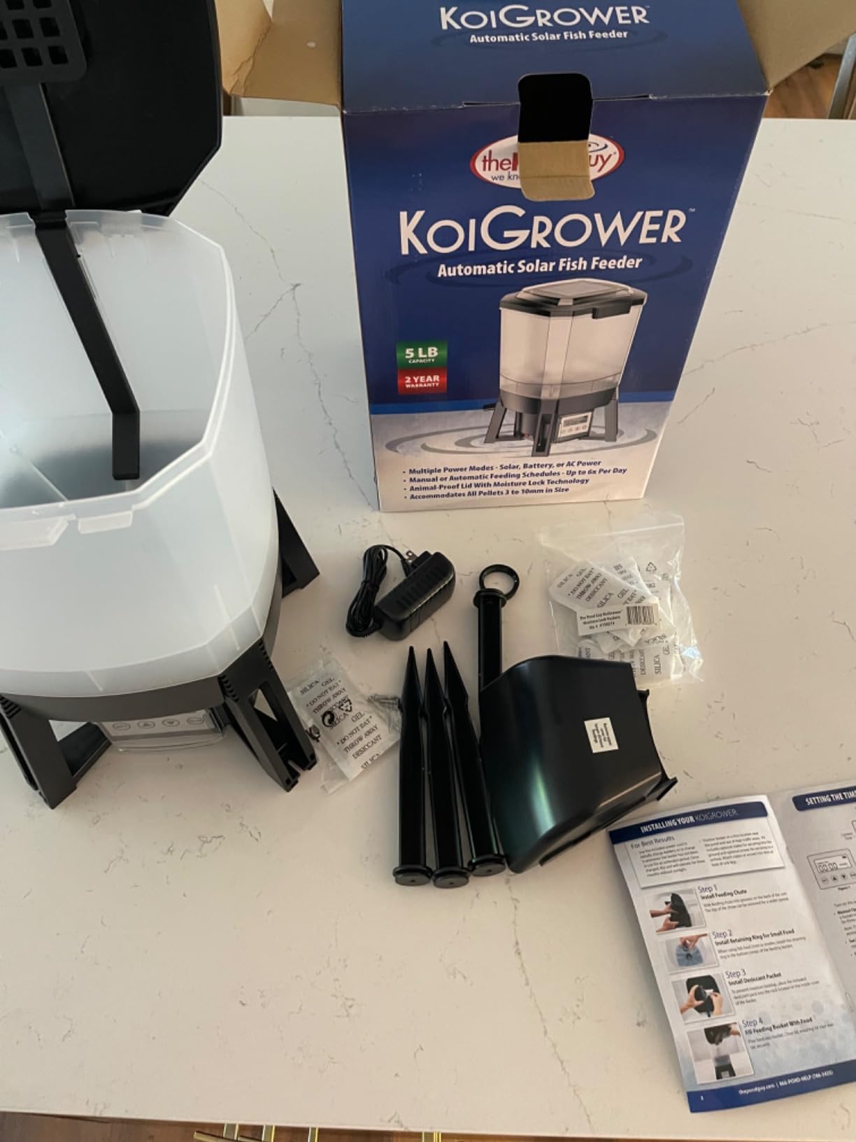 The Pond Guy KoiGrower Automatic Pond Fish Food Dispenser, 5 Gallon | Uses Solar, Battery & AC Electric Power with Auto Timed Koi Pellet Feeder operation customer photo 1