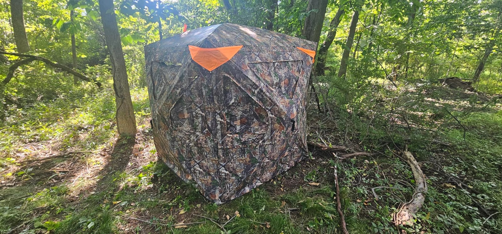 TIDEWE Hunting Blind 360 See Through, Pop Up Ground Blind with Large Door | Pop Up Tent with Large Door, Removable Curtain & Protable Carrying Bag, Quiet Sliding Windows for Deer Turkey Hunting customer photo 2