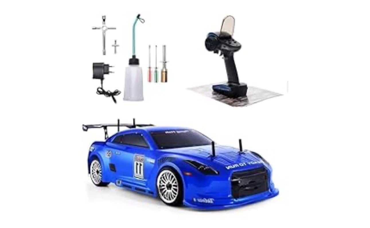 Nitro RC Cars 1/10 Two Speed Nitro Gas Power Car for Adults - Fast Drift 4WD 80KM/H Metal Chassis Gas Off Road Short Course Truck (Black) customer photo 2