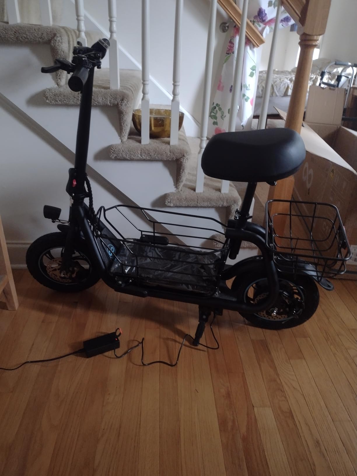 Gyroor Electric Scooter with Seat for Adults 20 Miles Range | 550W Motor, Pet Basket, 18.6 MPH Speed, 12