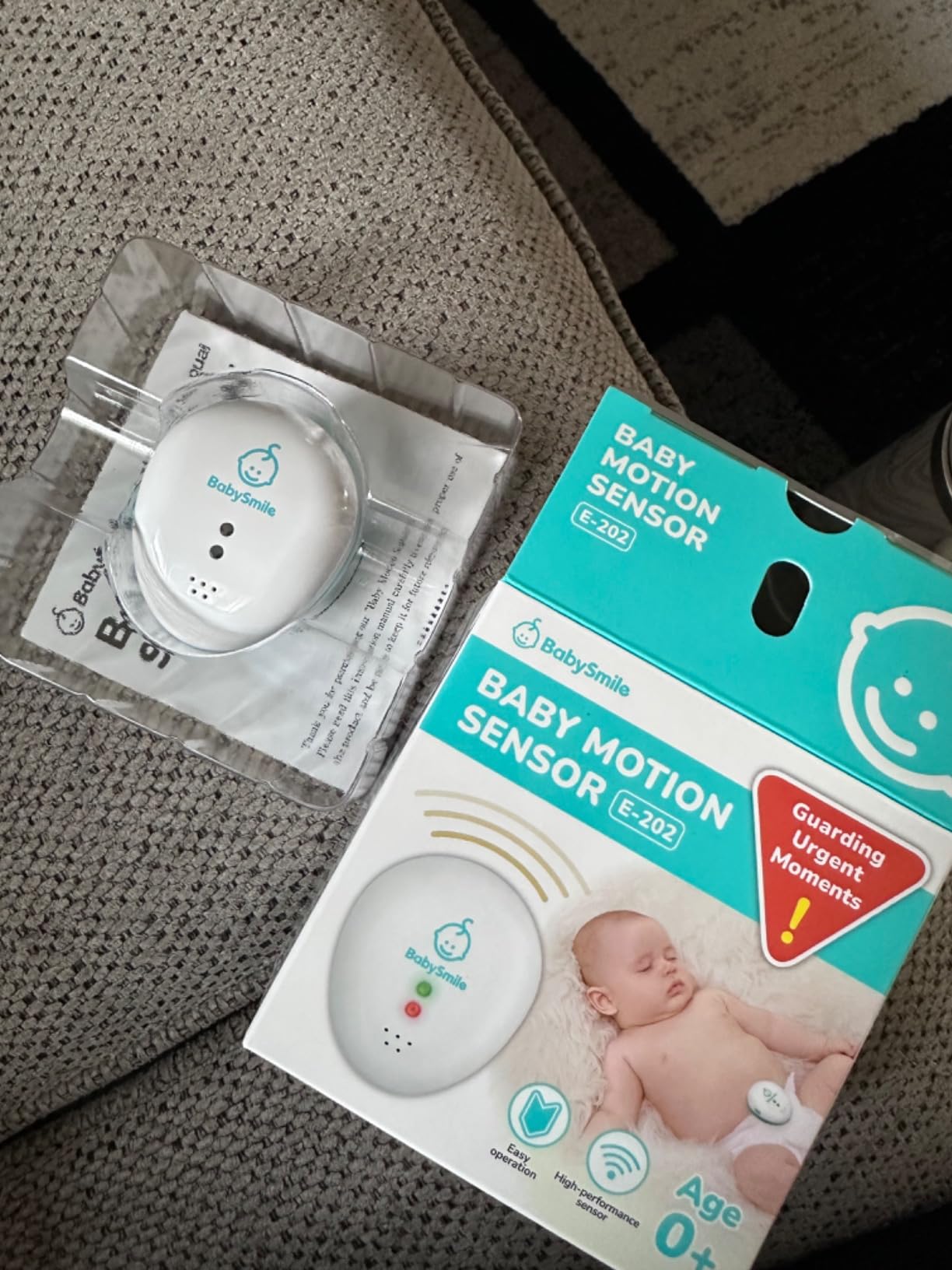 BabySmile Baby Movement Monitor for Newborn Sleep, Diaper Clip | E-202, White | Detects subtle abdominal movement; local alert after approx. 20 seconds; compact 25 g monitor customer photo 1