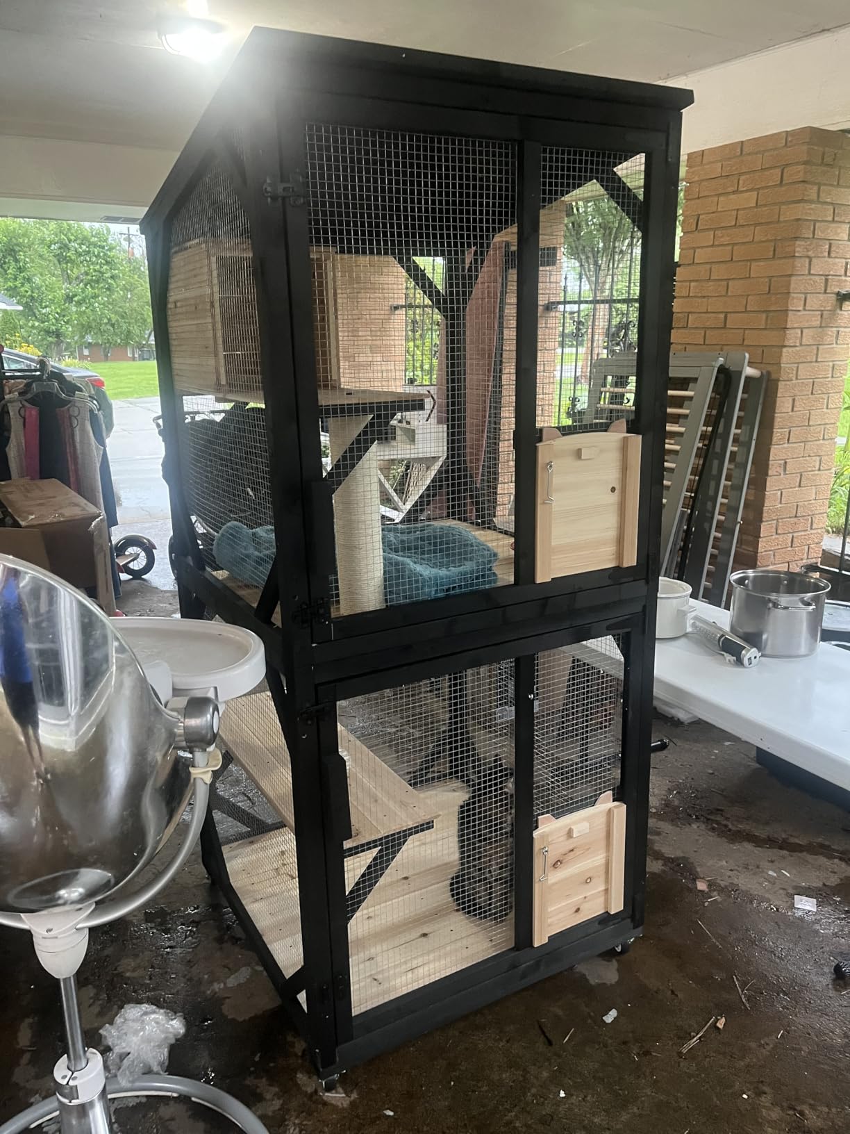 Cat Catio Cat House Outdoor Enclosure Window Large Outside Patio, 4 Wheels | Removable Floor, Scratching Post Sisal Ball Waterproof Roof customer photo 1