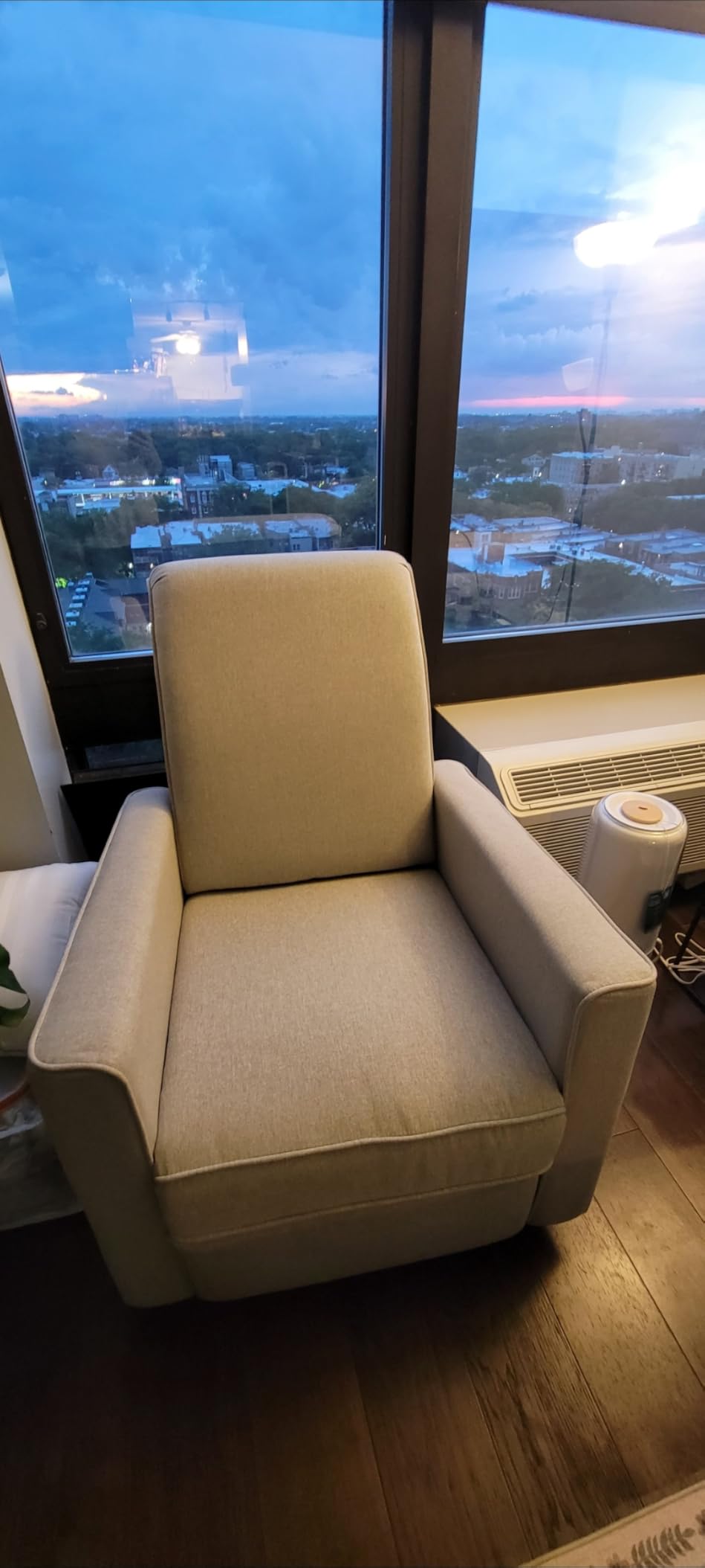 Evolur Raleigh Upholstered Manual Glider Recliner- Rocking & 360° Swivel with Smooth Glide - Greenguard Gold & FSC Certified - Modern Nursery and Living Room Chair in Light Sand customer photo 1