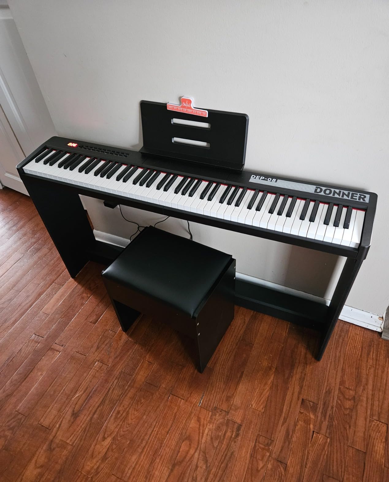Donner Digital Piano Keyboard Velocity-Sensitive 88 Keys with Removable Piano Stand, Compact Beginner Home Electric Piano with Split Mode, LED Digital Tube for Display, and Triple Pedal DEP-08 customer photo 2