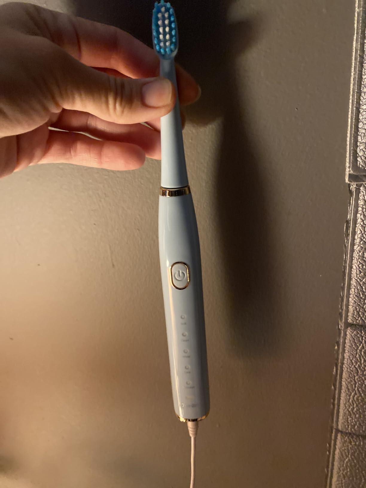 7AM2M Sonic Electric Toothbrush for Adults and Kids, Rechargeable with 8 Brush Heads, 5 Modes, 2-Minute Smart Timer, 30-Day Battery, Blue customer photo 1