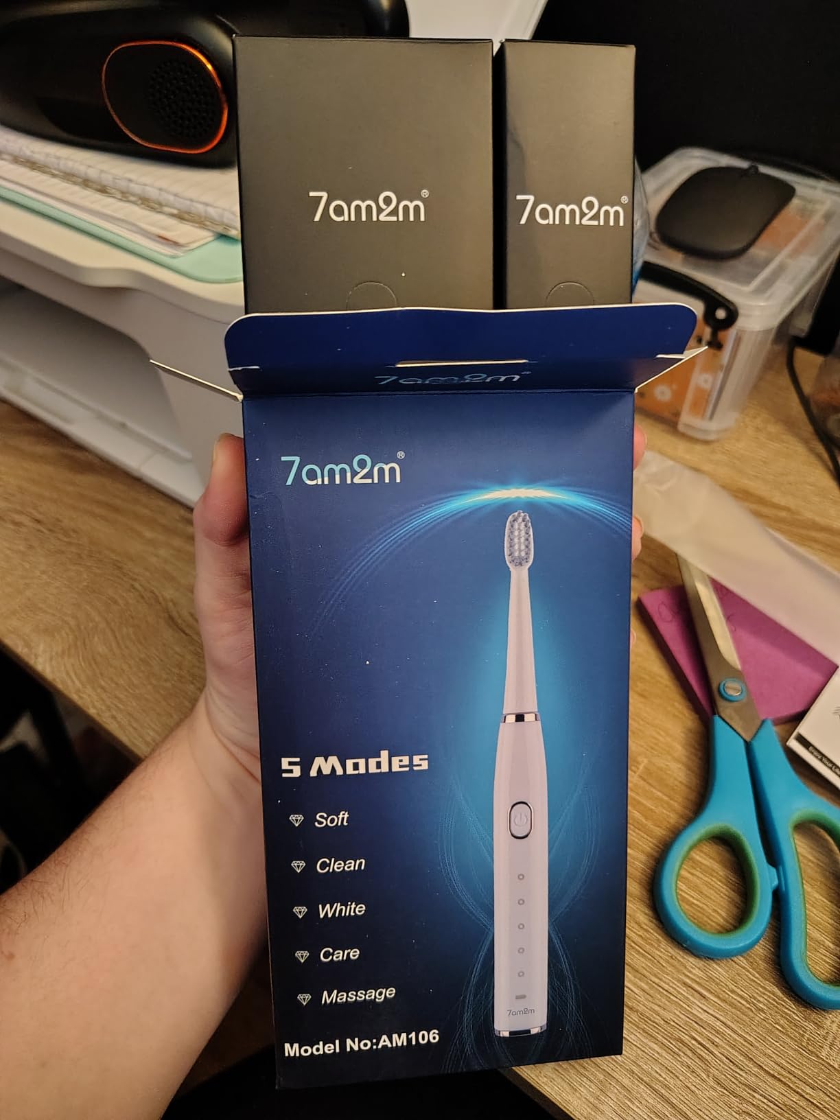 7AM2M Sonic Electric Toothbrush for Adults and Kids, Rechargeable with 8 Brush Heads, 5 Modes, 2-Minute Smart Timer, 30-Day Battery, Blue customer photo 2