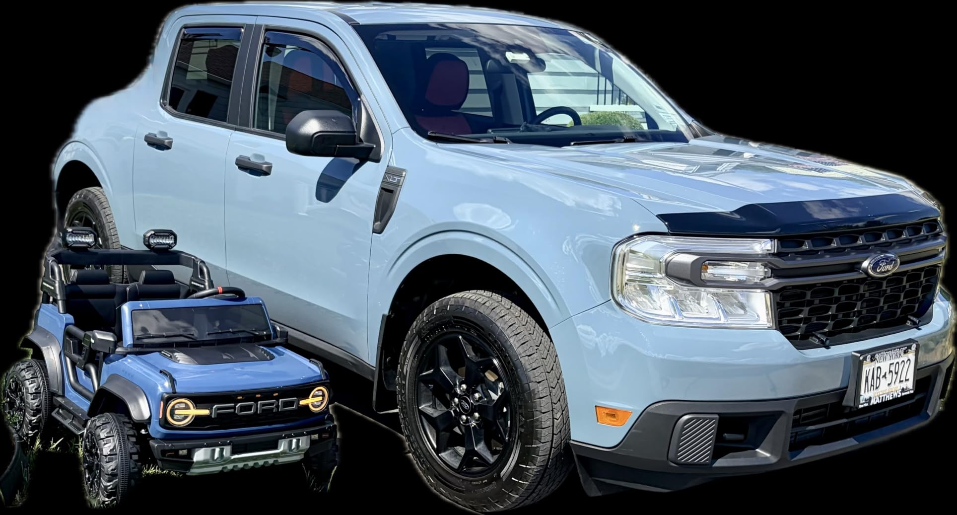 ENYOPRO 2 Seater Ride On Car for Kids, 24V Licensed Ford Bronco Raptor Electric Power Ride On Truck Toy with Remote Control, 4 Wheels Shock Absorption, Soft Start, Bluetooth, Radio, 3 Speed - Blue customer photo 1