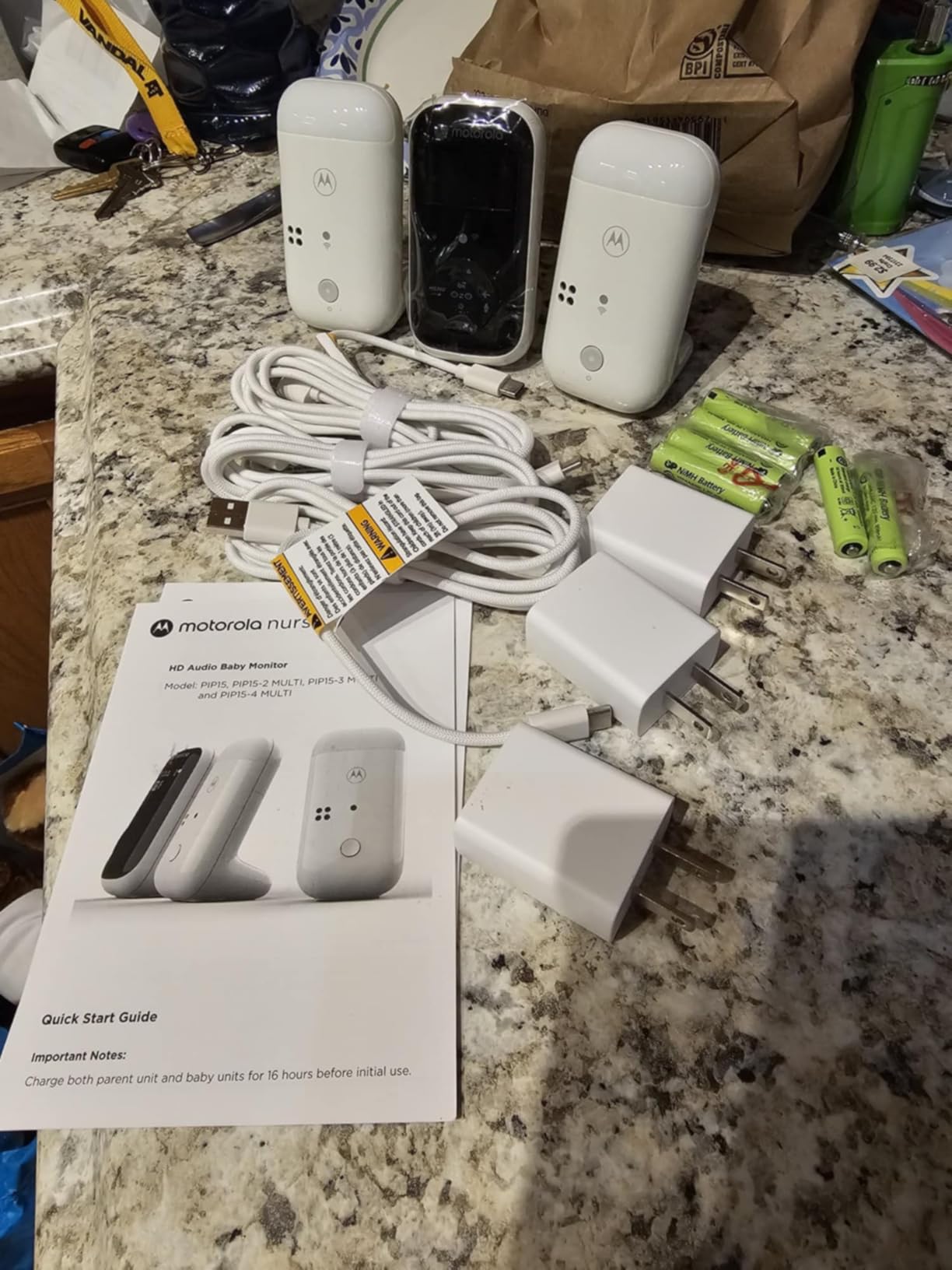 Motorola Nursery Dual Room Audio Baby Monitor, No WiFi, 2-Way Talk, Night Light, 1500ft Range, Portable Audio Only with Parent Unit & 2 Monitors, PIP15 customer photo 2