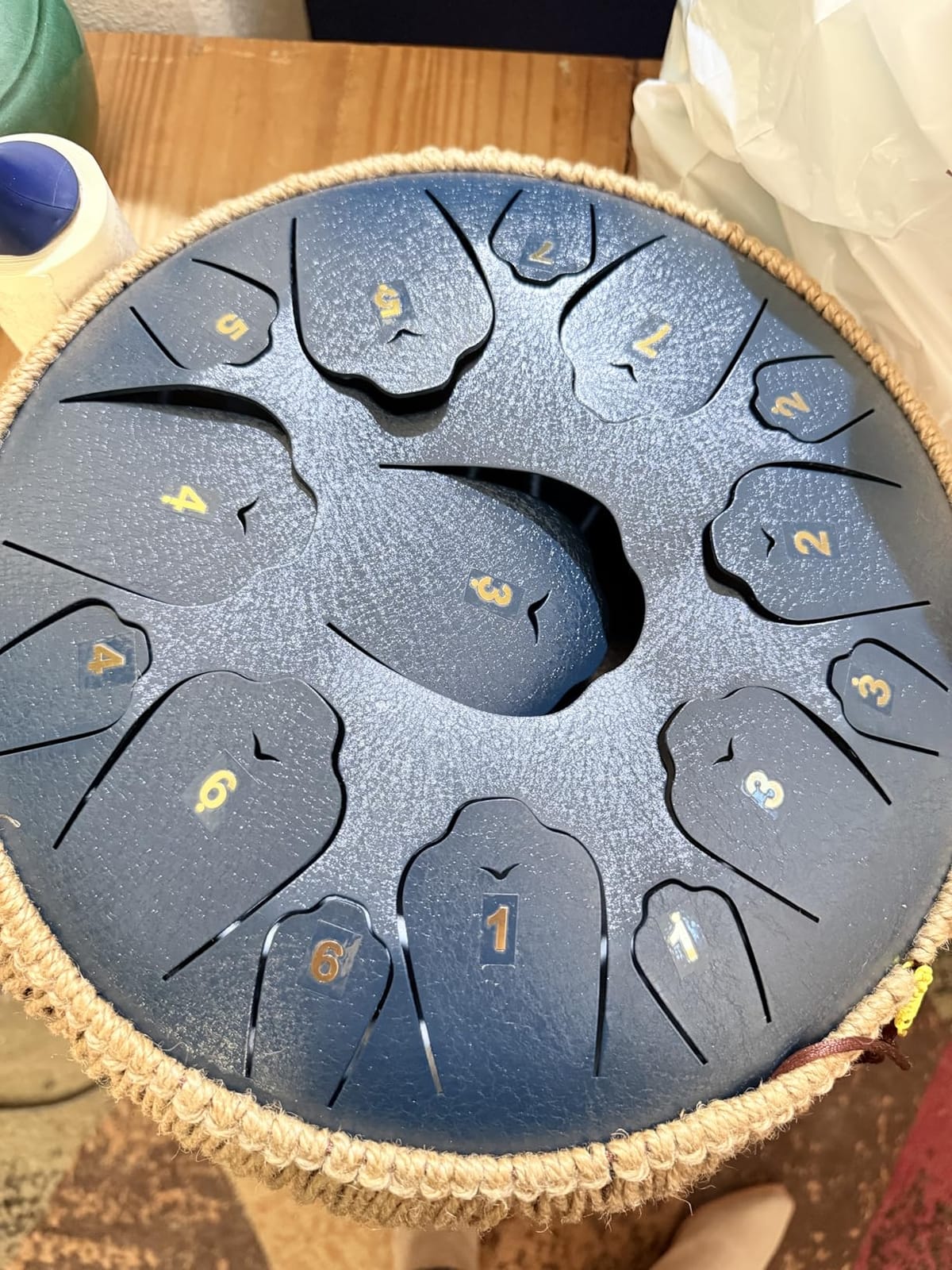 Steel Tongue Drum-QingShi 15 Notes 14 Inch Steel Drum Instrument for Adults, Steel Handpan Drums with Handpan Drum Mallet, Music Book and Carry Bag, C Major (Navy Blue) customer photo 2