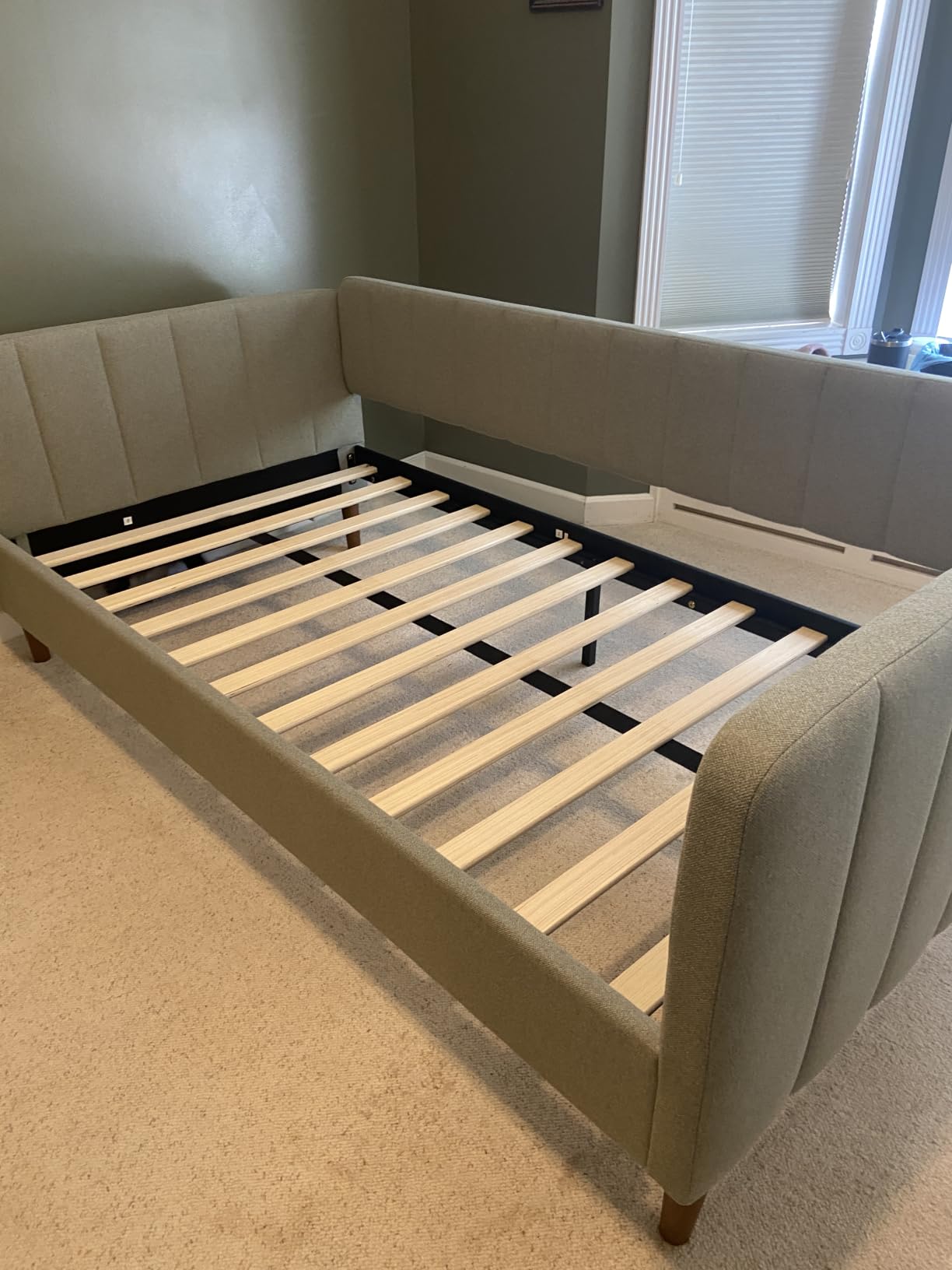 YUHUASHI Twin Size Upholstered Daybed with Wood Slat Support, Ivory | Daybed Frame for Living Room, Bedroom, Guest Room/Easy Assemble/No Box Spring Needed/Simple modern design/linen Upholstered customer photo 2