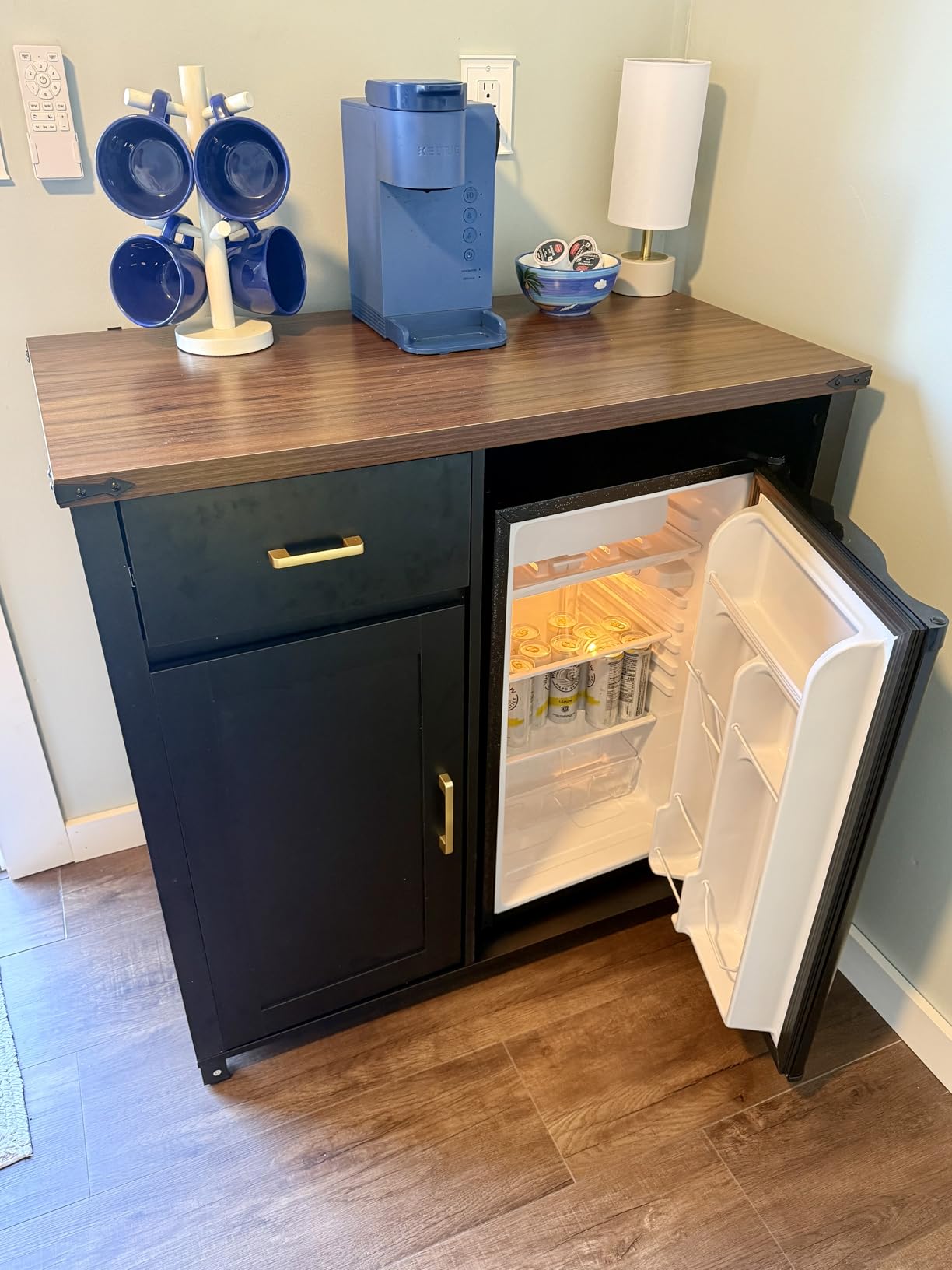 EUHOMY 3.2 Cu.Ft Mini Fridge with Freezer, Compact Refrigerator for Dorm | LED Light, 32F to 50F, Compressor Cooling, 38 dB, Adjustable Shelves, Reversible Door, Bedroom Use, Dorm Use customer photo 1