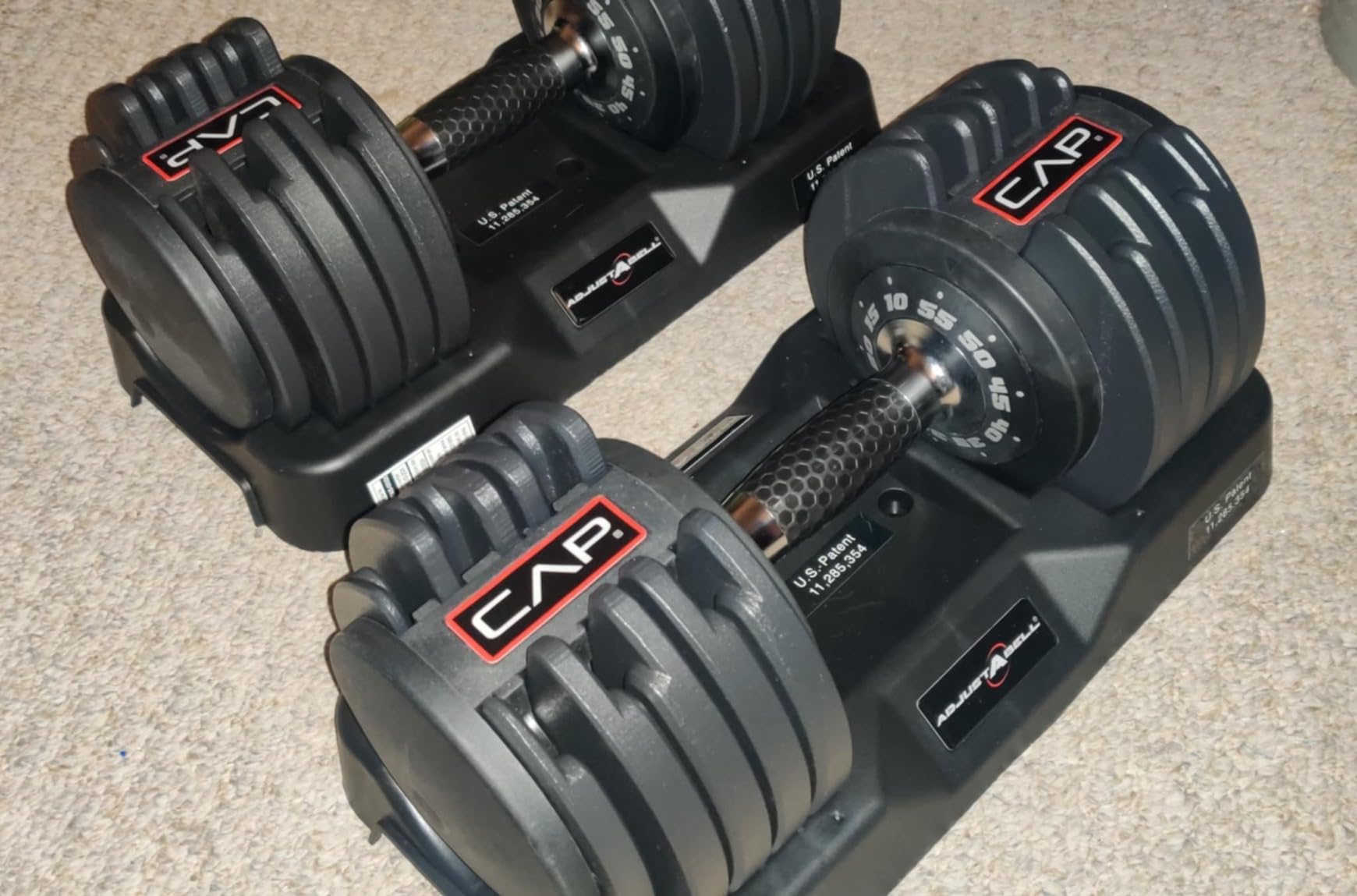 CAP ADJUSTABELL Adjustable Dumbbell Set, Premium Quick Select Adjustable Weights for Strength Training, Singles & Pairs, 25 LB & 55 LB, Hex Dumbbells, Multiple Handle Options customer photo 2