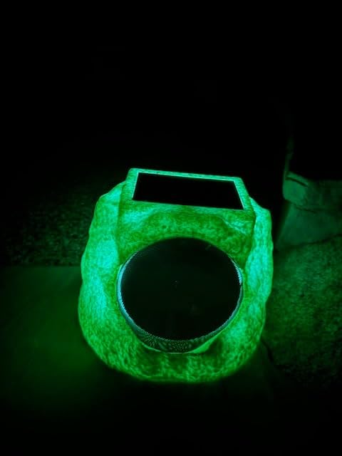uuffoo 2-Pack Solar Powered Rock Speakers Outdoor Water-Resistant IP44 Rock Speaker with Lights RGB Colors and USB Charging for Patio Pool Party Yard Garden Outside customer photo 1