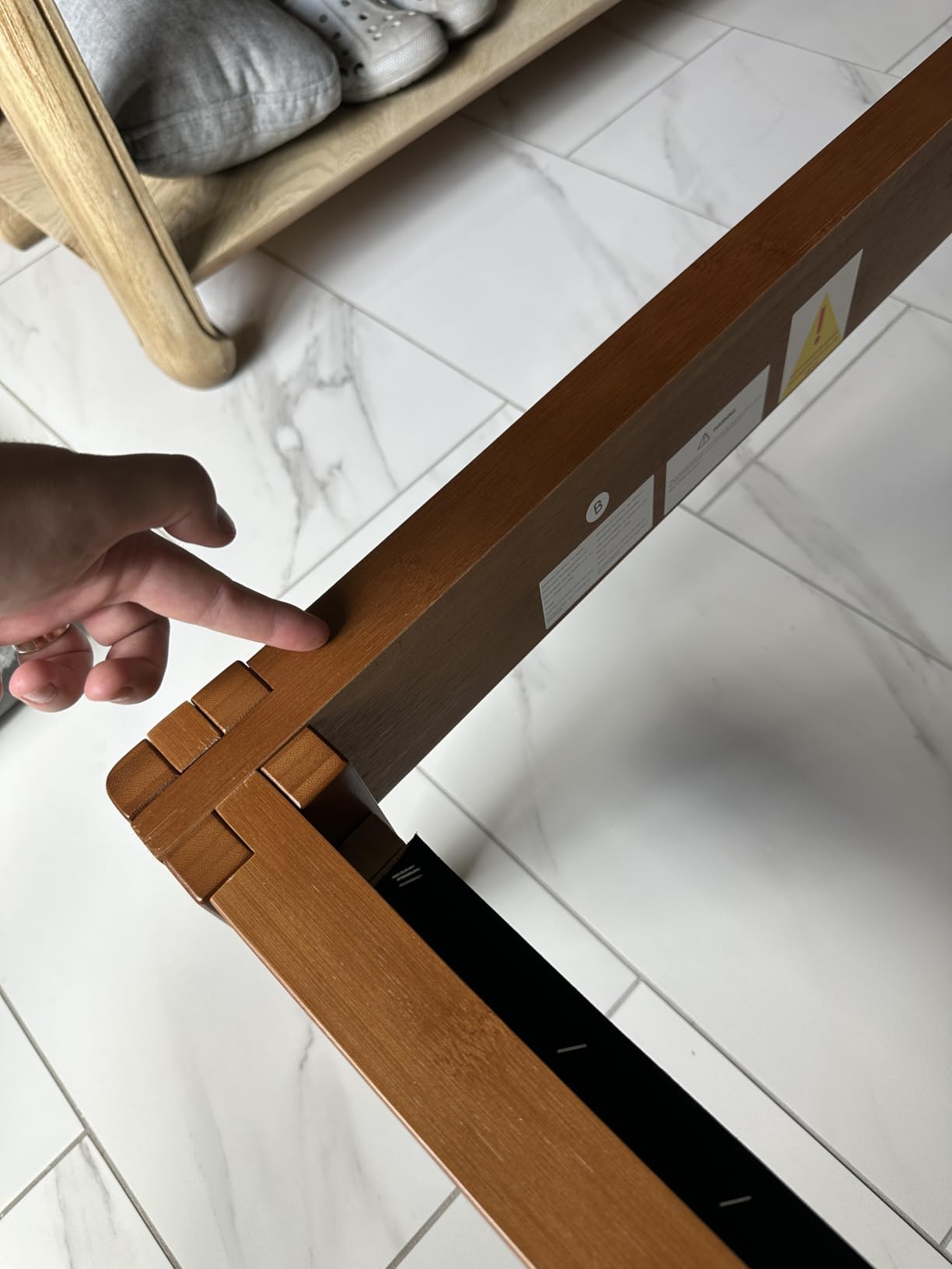 Merax Queen Size Bamboo Platform Bed Frame with Tall Headboard, Brown, Mid-Century Modern Solid Bedframe, Wood Slat Support, No Box Spring Needed, Easy Assembly, Noise Free customer photo 1