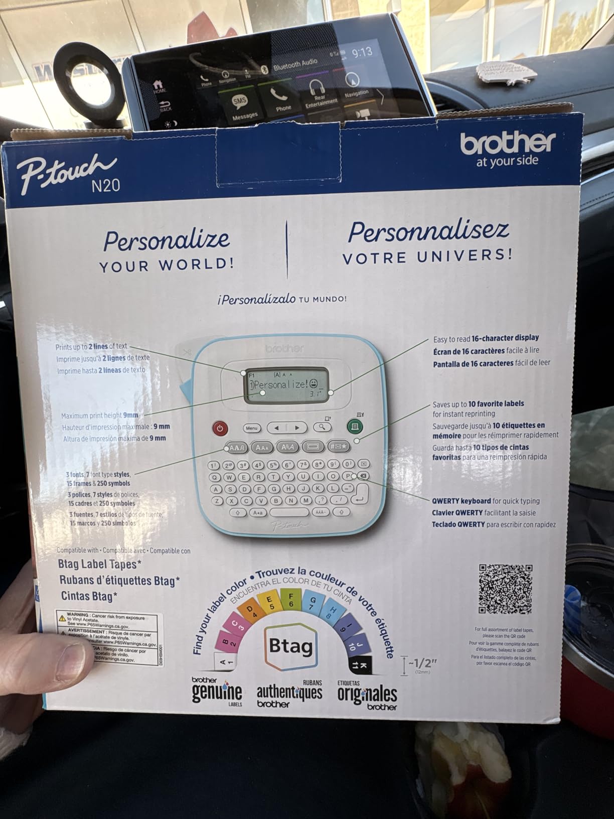 Brother P-Touch PT-N20 Personal Desktop Label Maker, Portable, Handheld and Prints, P-Touch Btag ~1/2