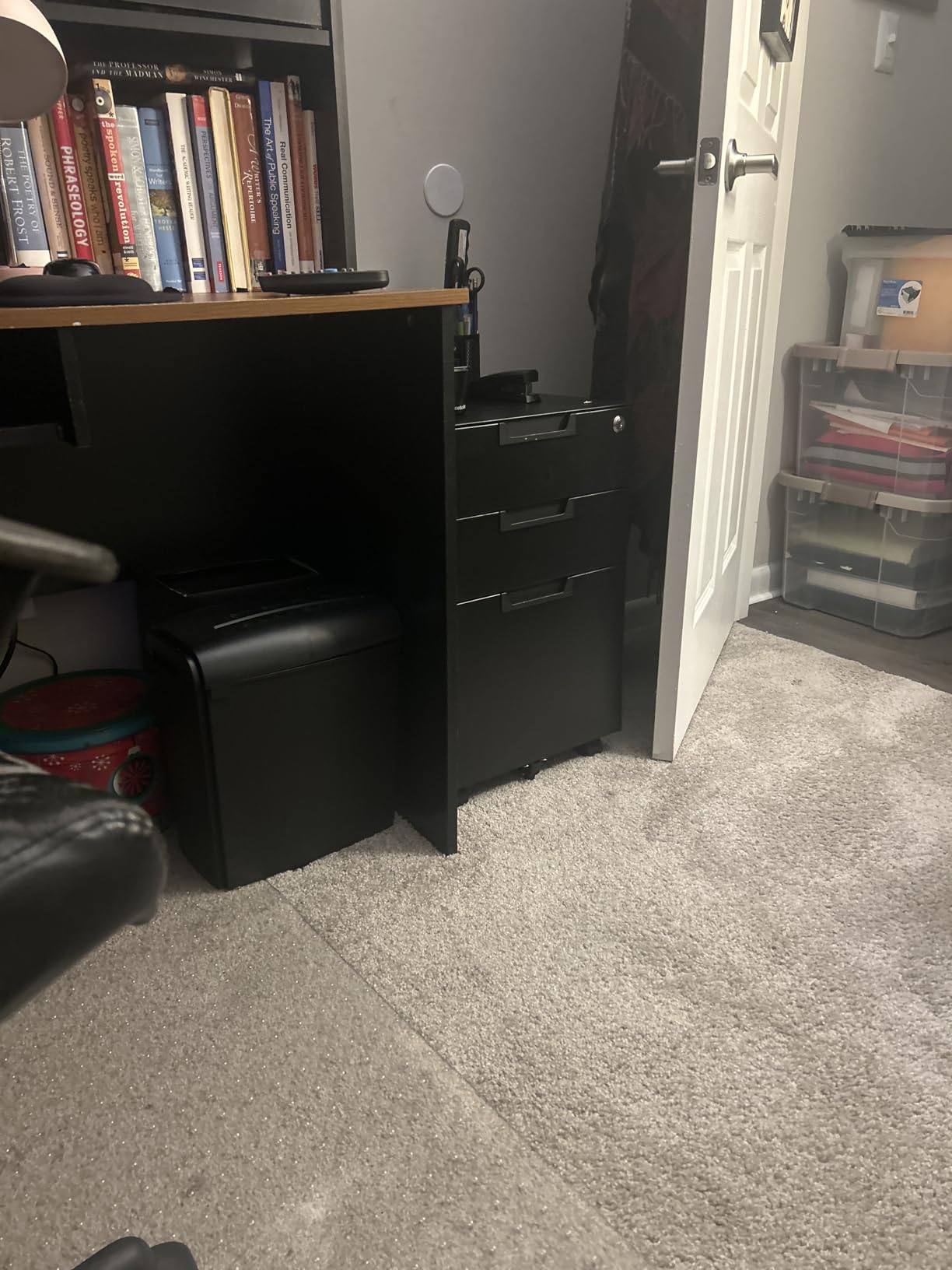MIIIKO 3 Drawer File Cabinet with Lock, Metal Lateral Rolling Printer Stand Office Storage Filing Cabinets for Home Office, A4, Letter, File Folders (Black) customer photo 1