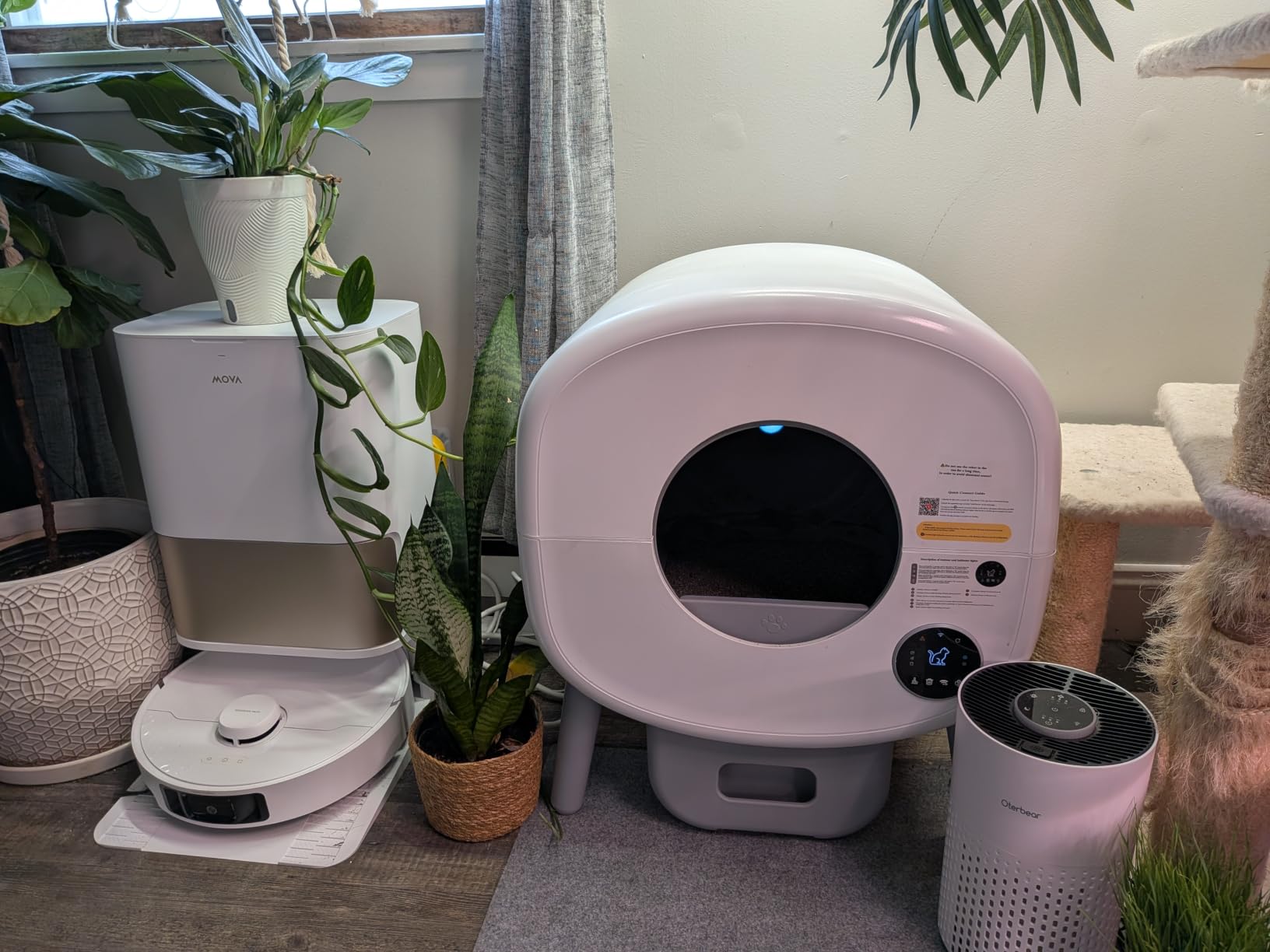 Cumrige Automatic Litter Box, Safety Sensor, App Control, 95L Large Capacity | Detachable waste trays, Self cleaning litter box for Multiple Cats, Safety Protection, 2 Roll Garbage Bags, White & Grey customer photo 2