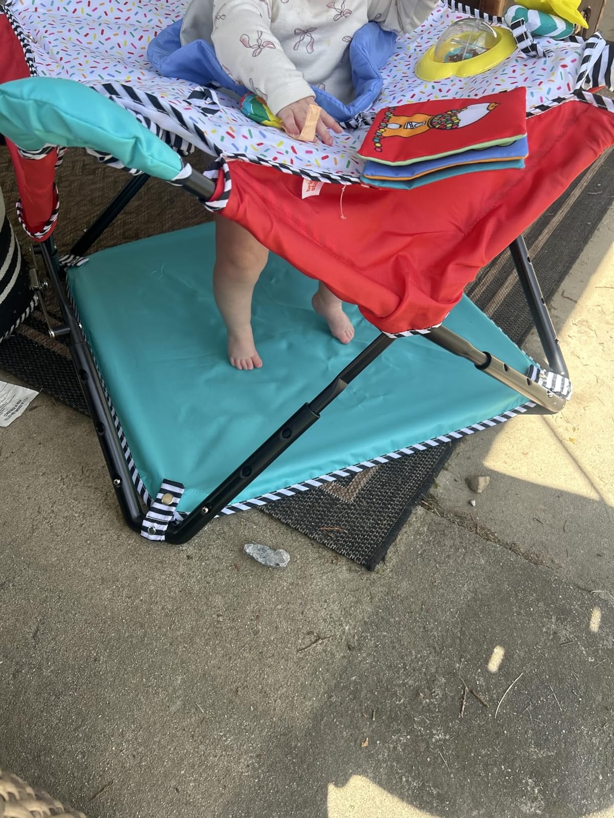 Bright Starts Pop 'N Jump Portable Baby Jumper, Foldable Indoor/Outdoor Baby Jumper with Owl Forest Sensory Activities, Ages 6-12 Months customer photo 1