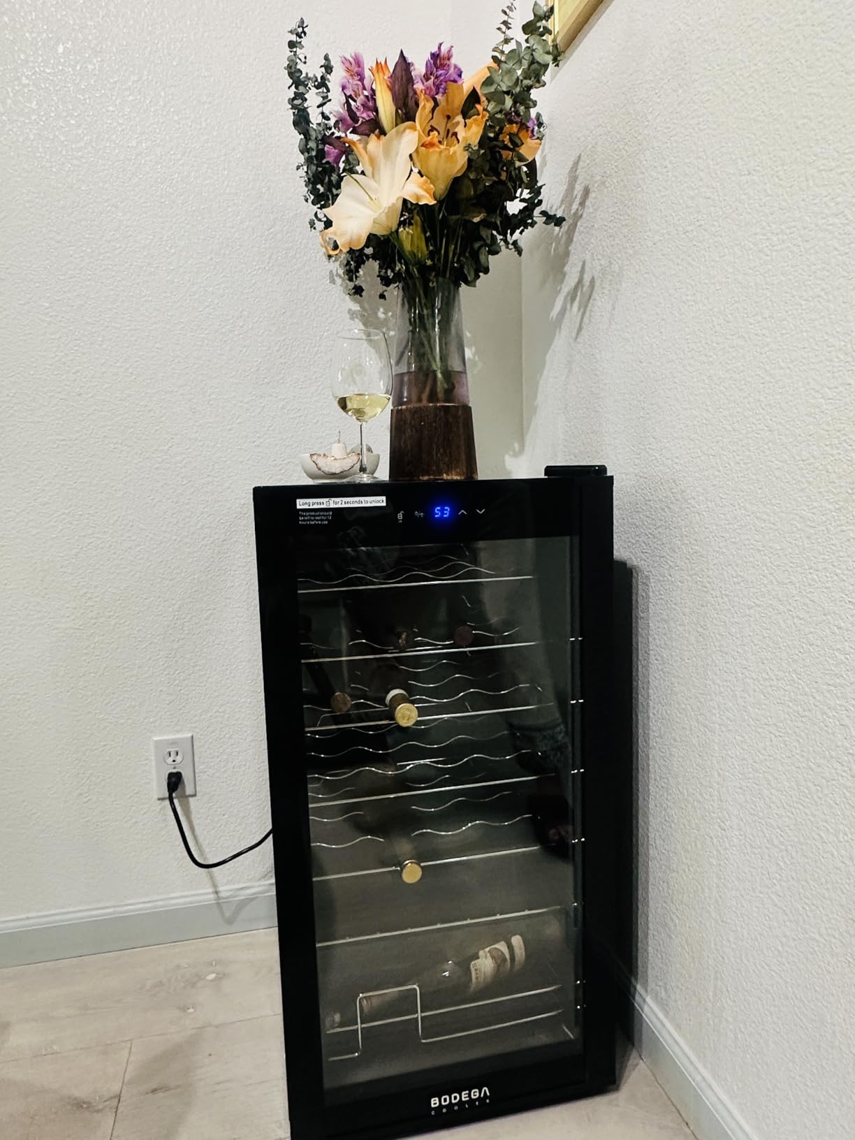 BODEGA COOLER 24 Bottle Wine Cooler, Freestanding & Under Counter Wine Fridge with Fast Cooling Compressor and UV Double Glass Door customer photo 2