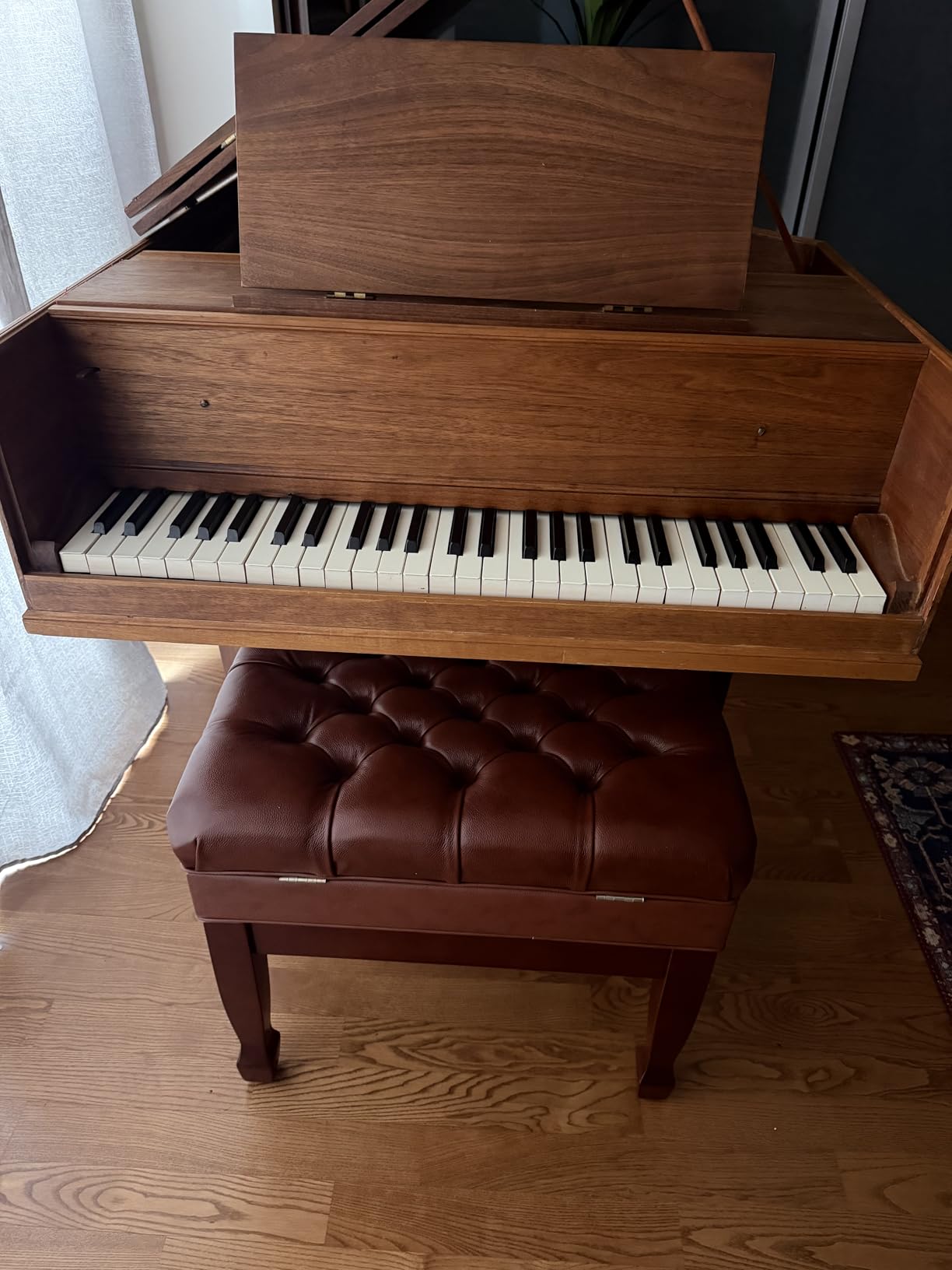 Genuine Leather Duet Piano Bench with Storage, Adjustable Heavy Duty Wooden Double Keyboard Seat XHJ-11G (Black) customer photo 1