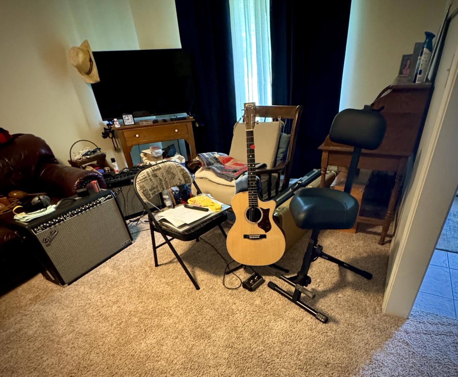 Liquid Stands Guitar Stool, Adjustable Piano Stool - Professional Musician Drum Throne with Backrest - Guitar Seat Drum Seat, Musician Stool, Chair, Guitar Chair for Adults, Kids, Drummer, Guitarist customer photo 1