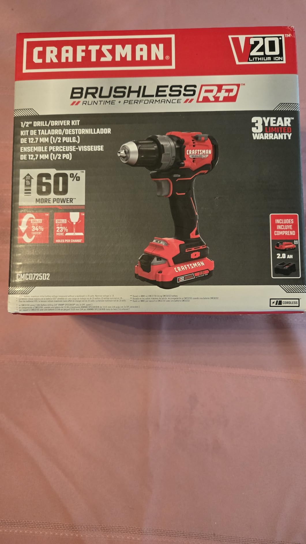 CRAFTSMAN V20 1/2 Inch Drill/Driver Kit with 2 Batteries and Charger (CMCD725D2) customer photo 2