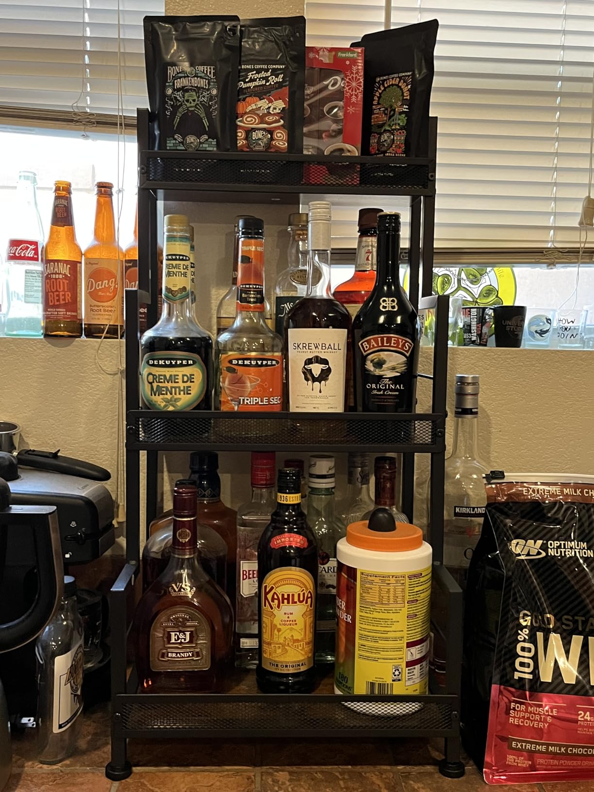 Trapezoid Liquor Stand, 3 Tier Liquor Cabinet, Wine Bottle Display Shelf for Home Bar customer photo 2
