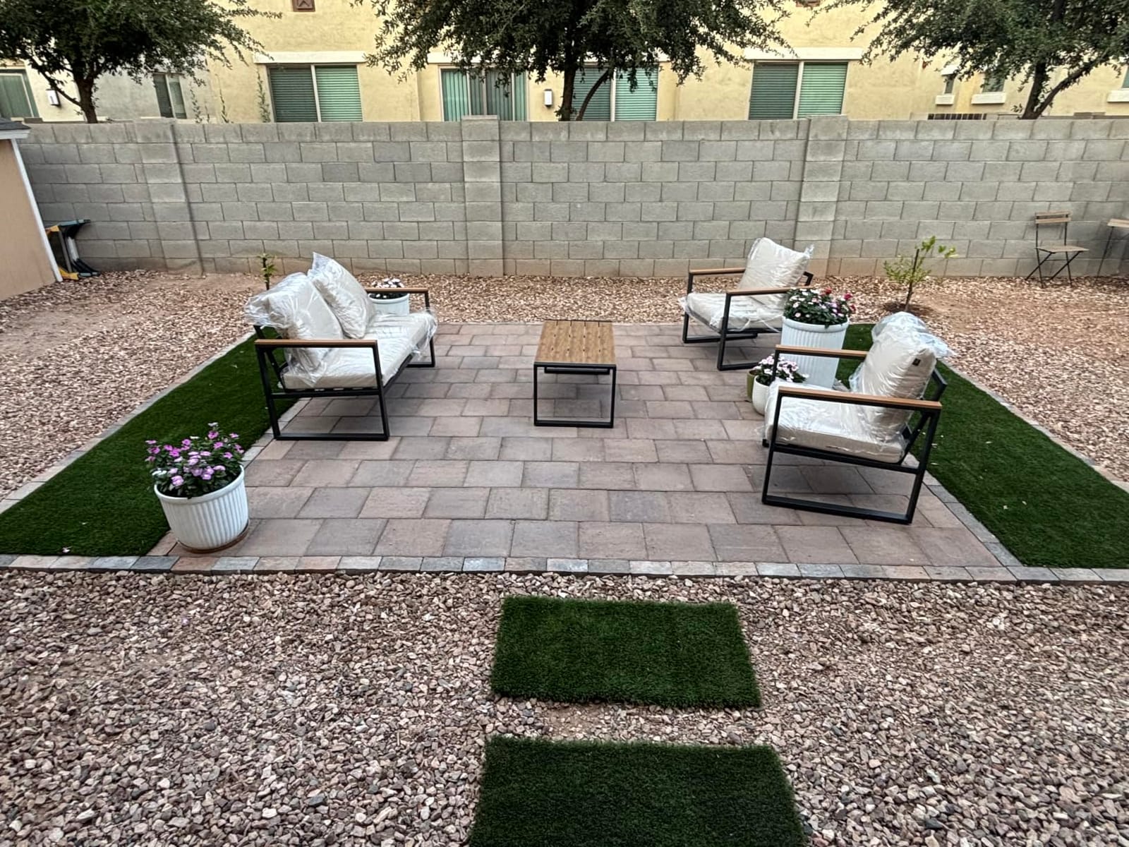 Patio Furniture Set, 4 Pieces Outdoor Patio Furniture with Coffee Table Set, Metal Patio Conversation Sets customer photo 2