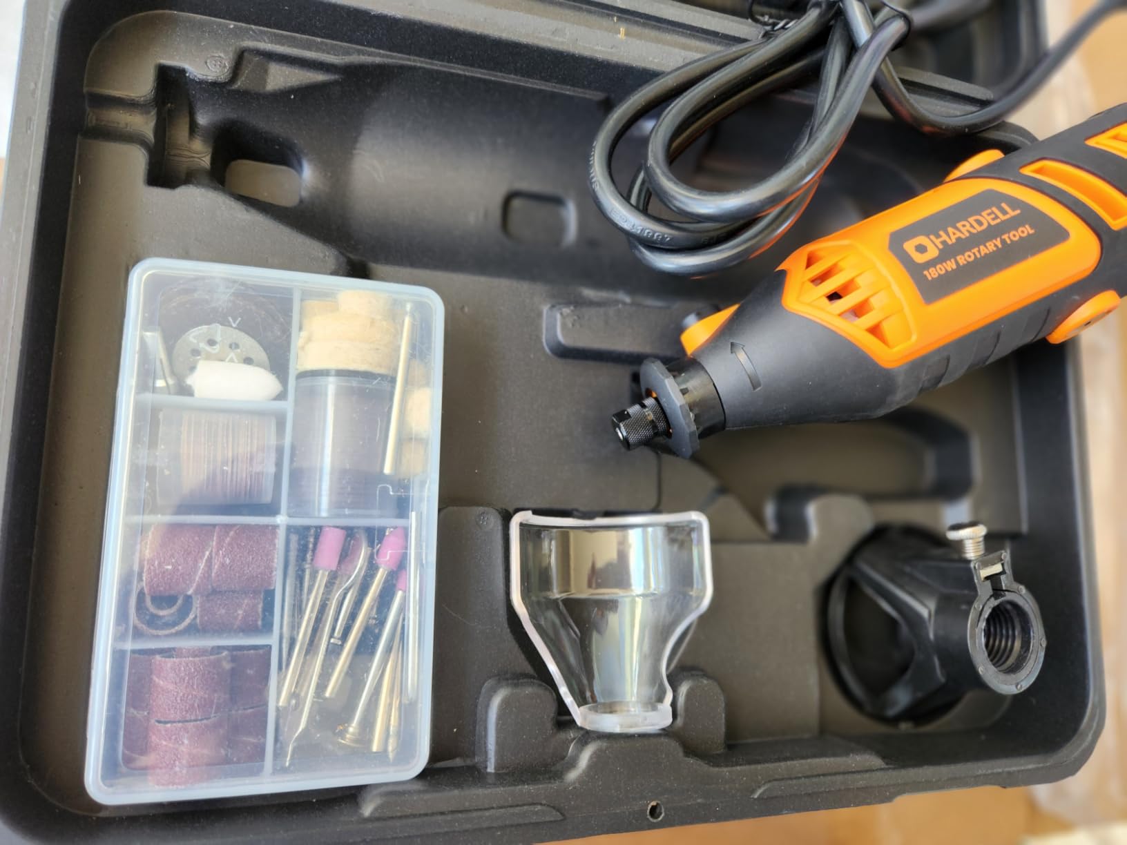 HARDELL 180W Corded Rotary Tool Kit, 8000-35000 RPM 61 Accessories for DIY | Powerful 180W Rotary Tool Kit for Cutting, Sanding, Grinding, Polishing, Engraving & Drilling customer photo 1