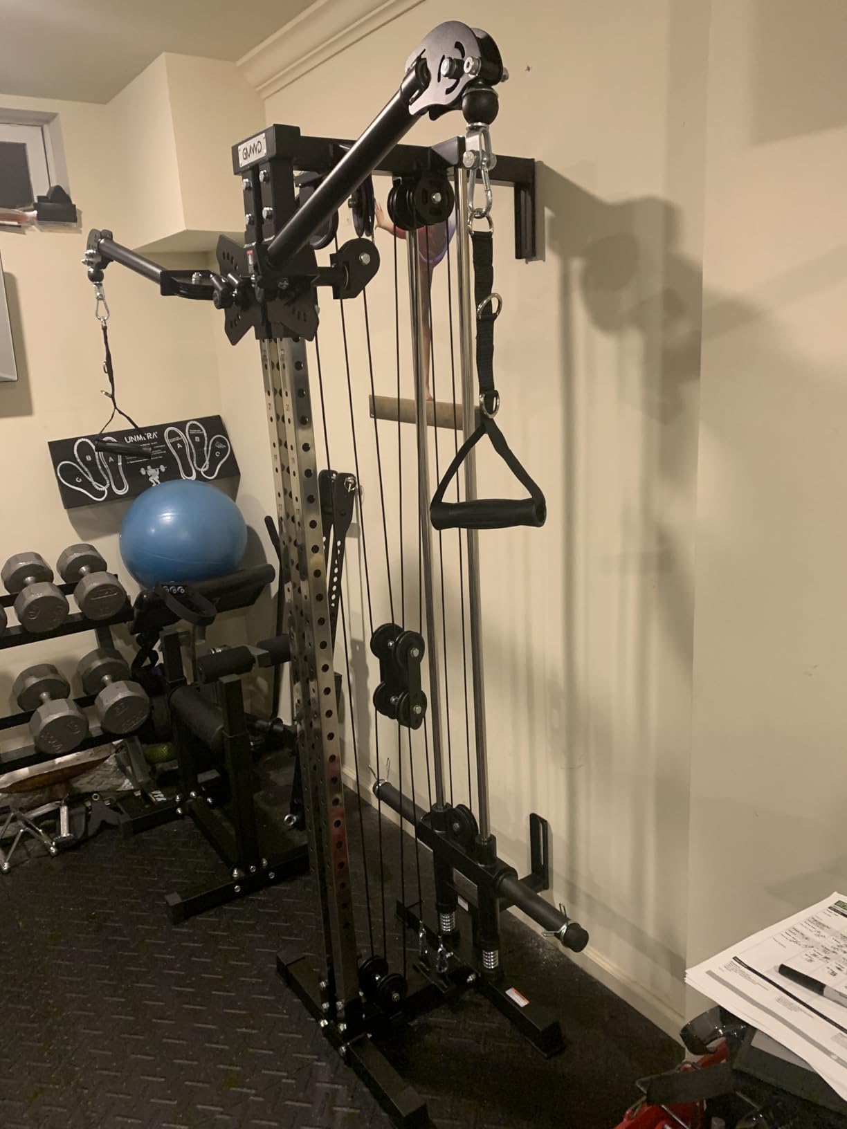 GMWD Cable Machine Home Gym, Wall Mounted Cable Machine with Dual Swivel Arms and 22 Adjustable Positions, All-in-One Cable Crossover Machine for Home Gym, Black customer photo 1