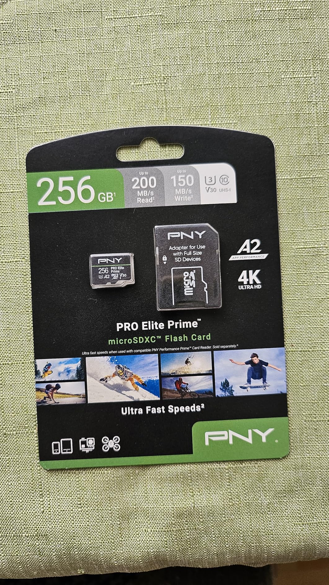 PNY 256GB PRO Elite Prime C10 U3 V30 A2 microSDXC Flash Memory Card - Read 200MB/s, Write 150MB/s, 4K UHD, UHS-I, for Smartphones, Drones, Action Cameras customer photo 1