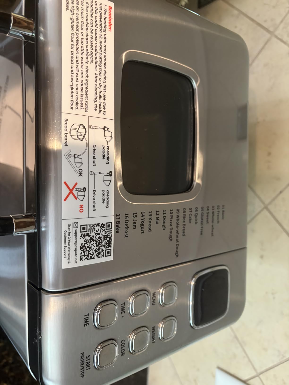 2LB Bread Maker Machine, OSIPOTO 17 in 1 Automatic Stainless Steel Bread Machine, Non-stick, Beginner-Friendly Controls, 15 Hour Timer, Easy to Clean Low Noise, High Success Rate for Homemade Bread customer photo 2