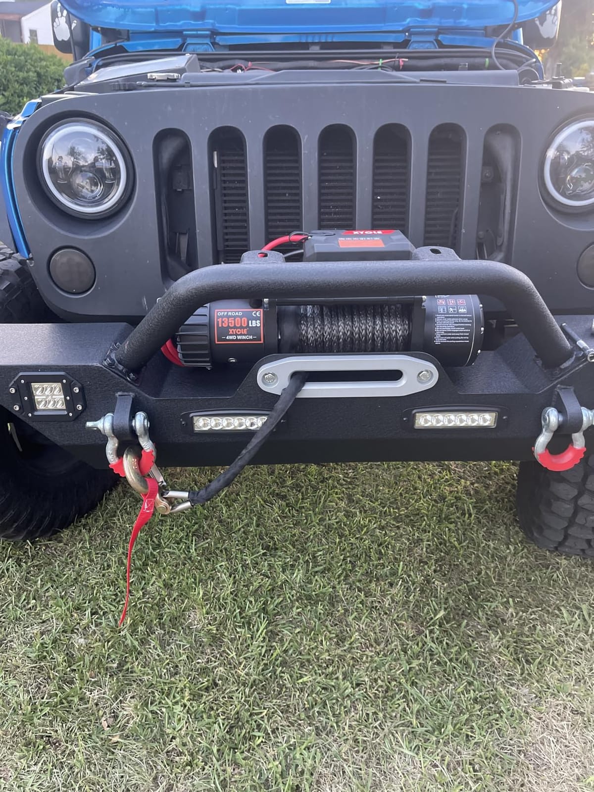 Winch13500lbs 12V Waterproof Electric Winch Synthetic Rope Truck Winch Towing Winch Boat Trailer Winch SUV 4-Wheel Drive Off-Road Vehicle with Remote Control 3/8 Synthetic Rope (Black) customer photo 1