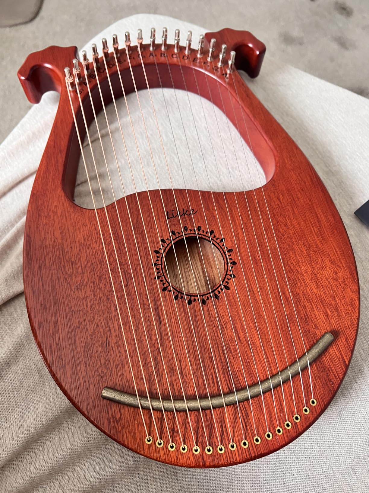 LIEKE Lyre Harp 16 Metal Strings Mahogany Mini Harp Instrument with Bag customer photo 1
