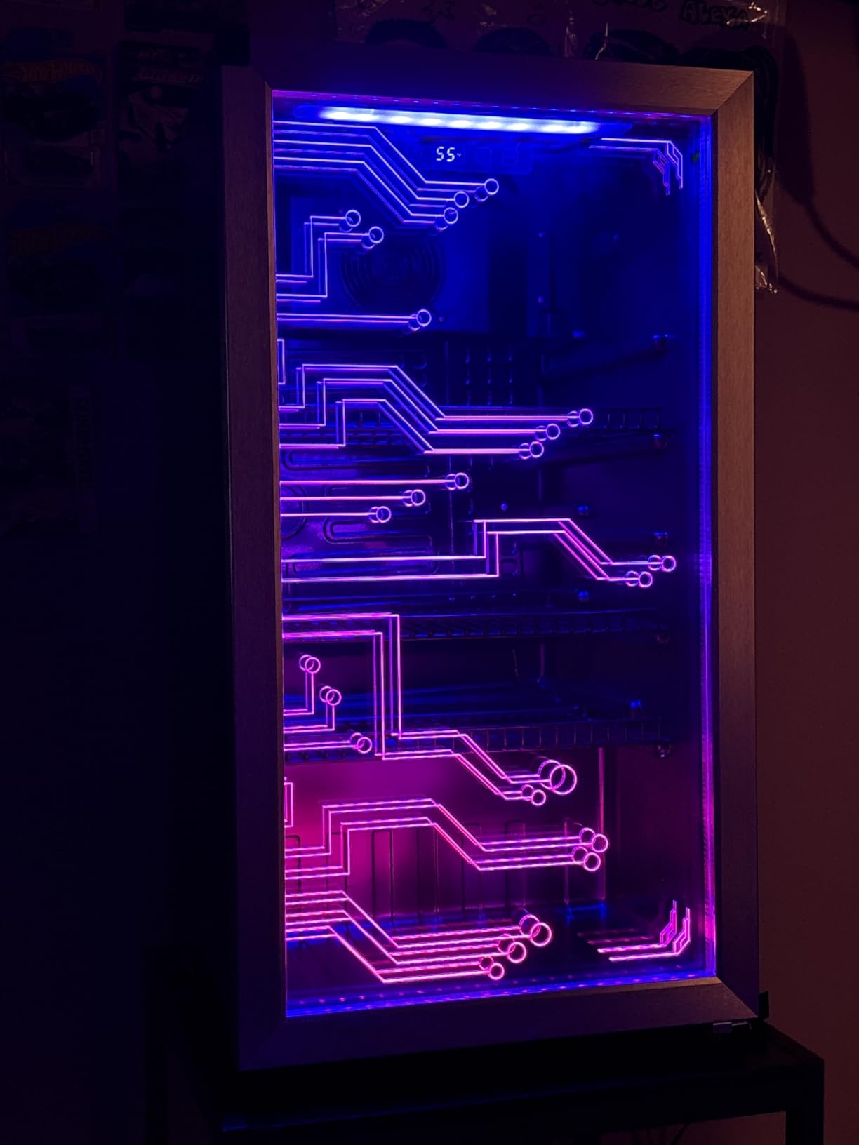 Manastin Gaming Light Up Beverage Refrigertor, Led Lighting Door 120 Cans Freestanding Beverage Fridge, Cyberpunk Beverage Cooler for Gaming, Gaming Room, Bar, Party (Lighting) customer photo 1