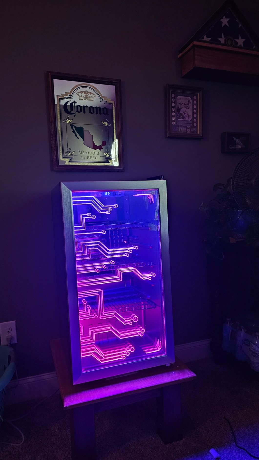 Manastin Gaming Light Up Beverage Refrigertor, Led Lighting Door 120 Cans Freestanding Beverage Fridge, Cyberpunk Beverage Cooler for Gaming, Gaming Room, Bar, Party (Lighting) customer photo 2