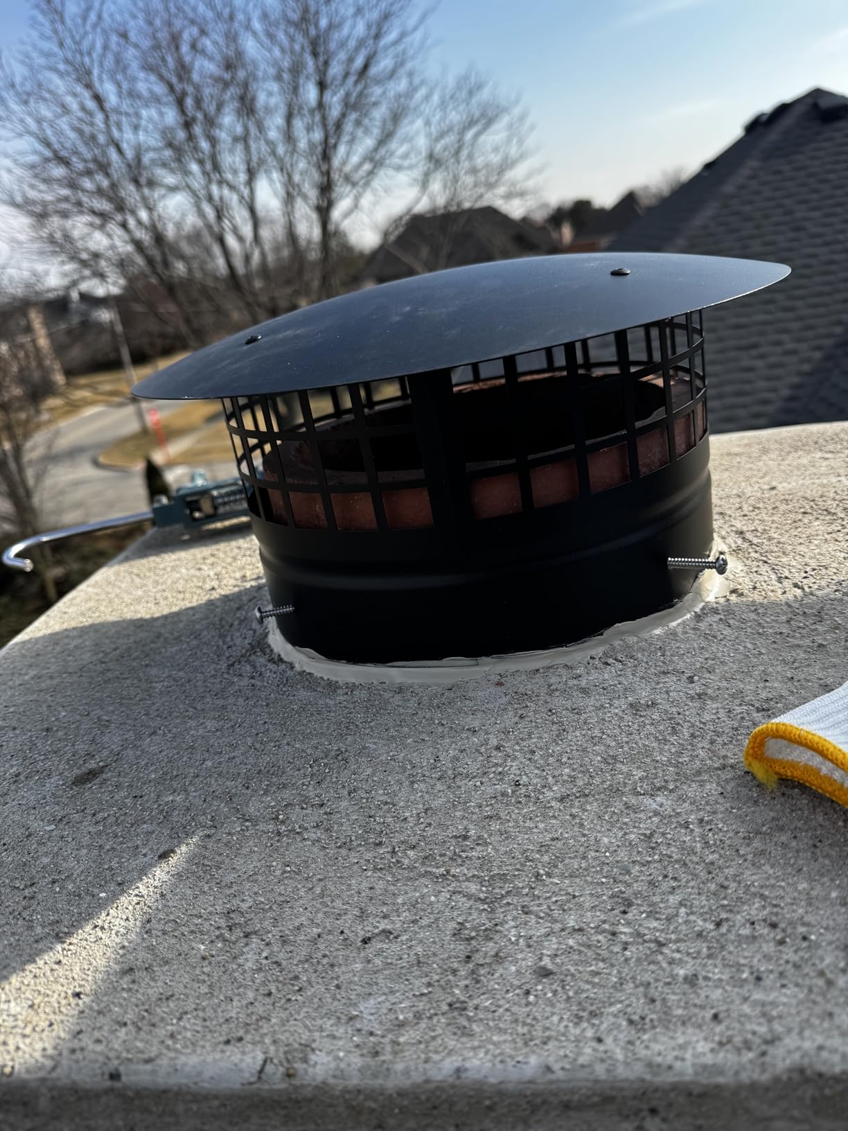 6 Inch Chimney Cap,Cone Top Chimney Cap with Screen,6 Inch Stove Pipe Cap | 6 Inch Round Chimney Cap Roof Rain Wood Stove Pipe Cap for Fireplace Wood/Soil Stove-Galvanized Steel,Better Airflow Vent customer photo 2