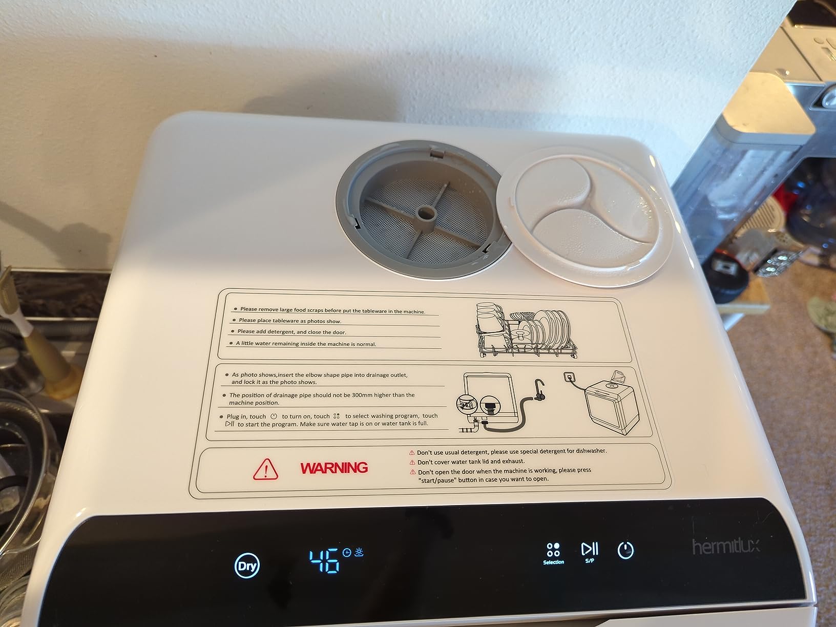 Hermitlux Countertop Dishwasher, 7 Washing Programs Portable Dishwasher | Mini Dishwashers with 5-Liter Built-in Water Tank, Glass Door, LED Light, No Hookup Needed for RV & Apartment Use customer photo 1
