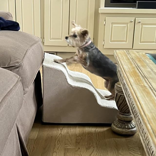Aodisman Dog Stairs for Small Dogs,3 Step Dog Ramp for Couch,Non-Slip Steps | Pet stairs help small dogs, old cats, and puppies reach couches and chairs easily, durable indoor dog steps,15.4